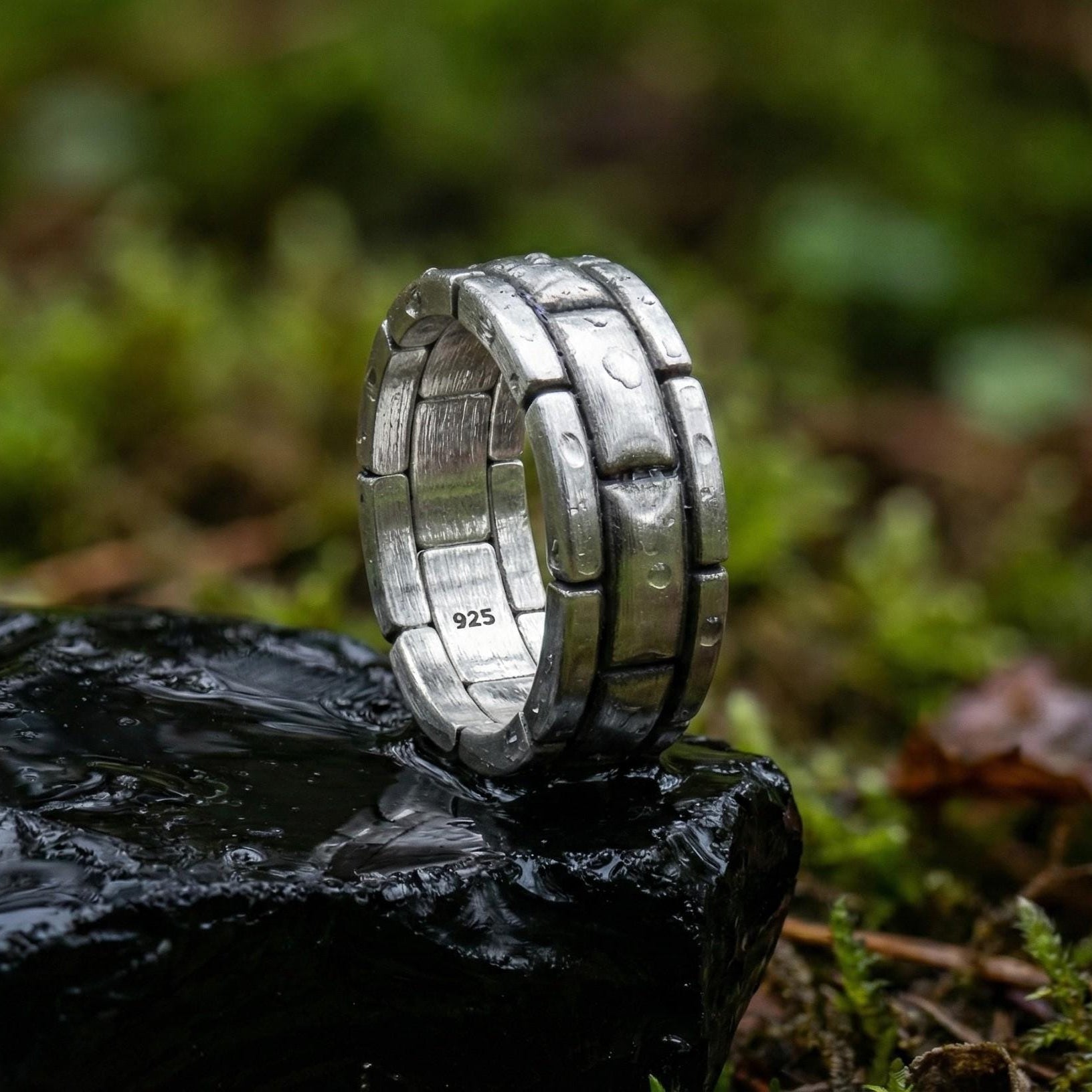 Saat Kordon Stili Gümüş Yüzük – Unisex 925 Ayar Oksitlenmiş Yüzük