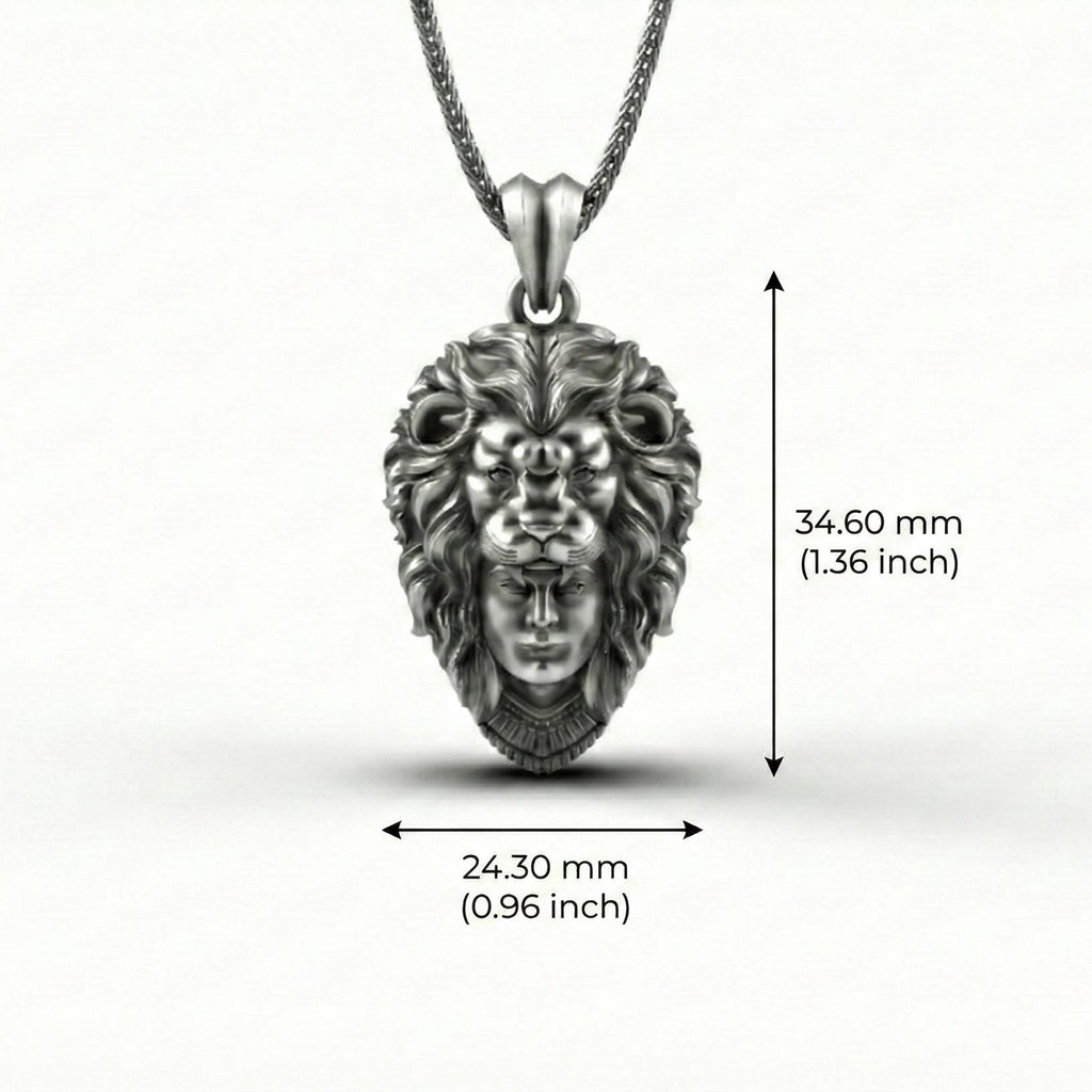 Aslan Başı Takan Avcı Kolye Ucu, Oksitlenmiş Gümüş Takı