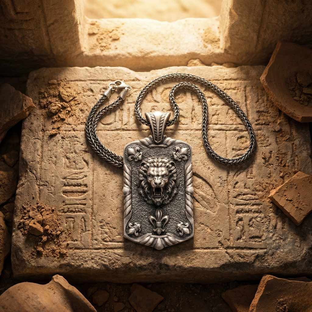 Aslan Kolye: El Yapımı Gotik Oksitli Gümüş Erkekler İçin