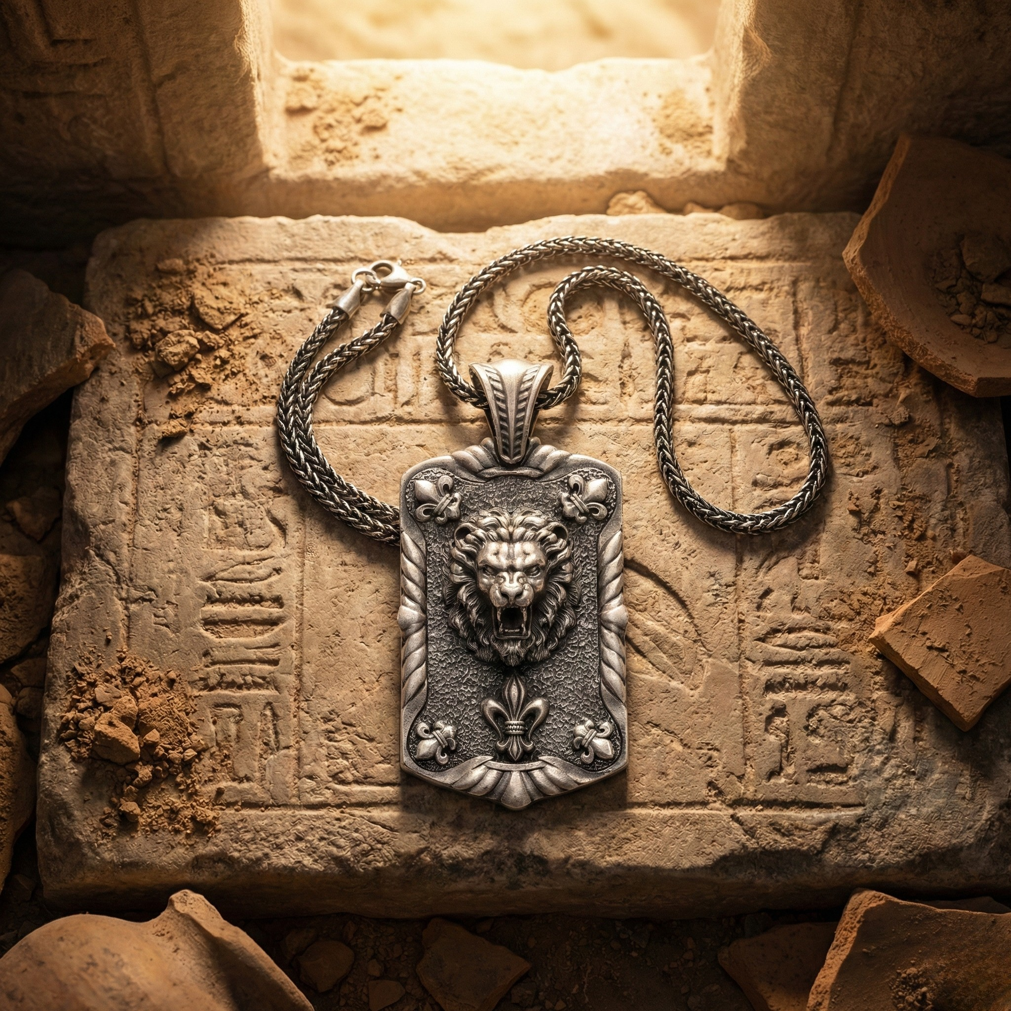Aslan Kolye: El Yapımı Gotik Oksitli Gümüş Erkekler İçin