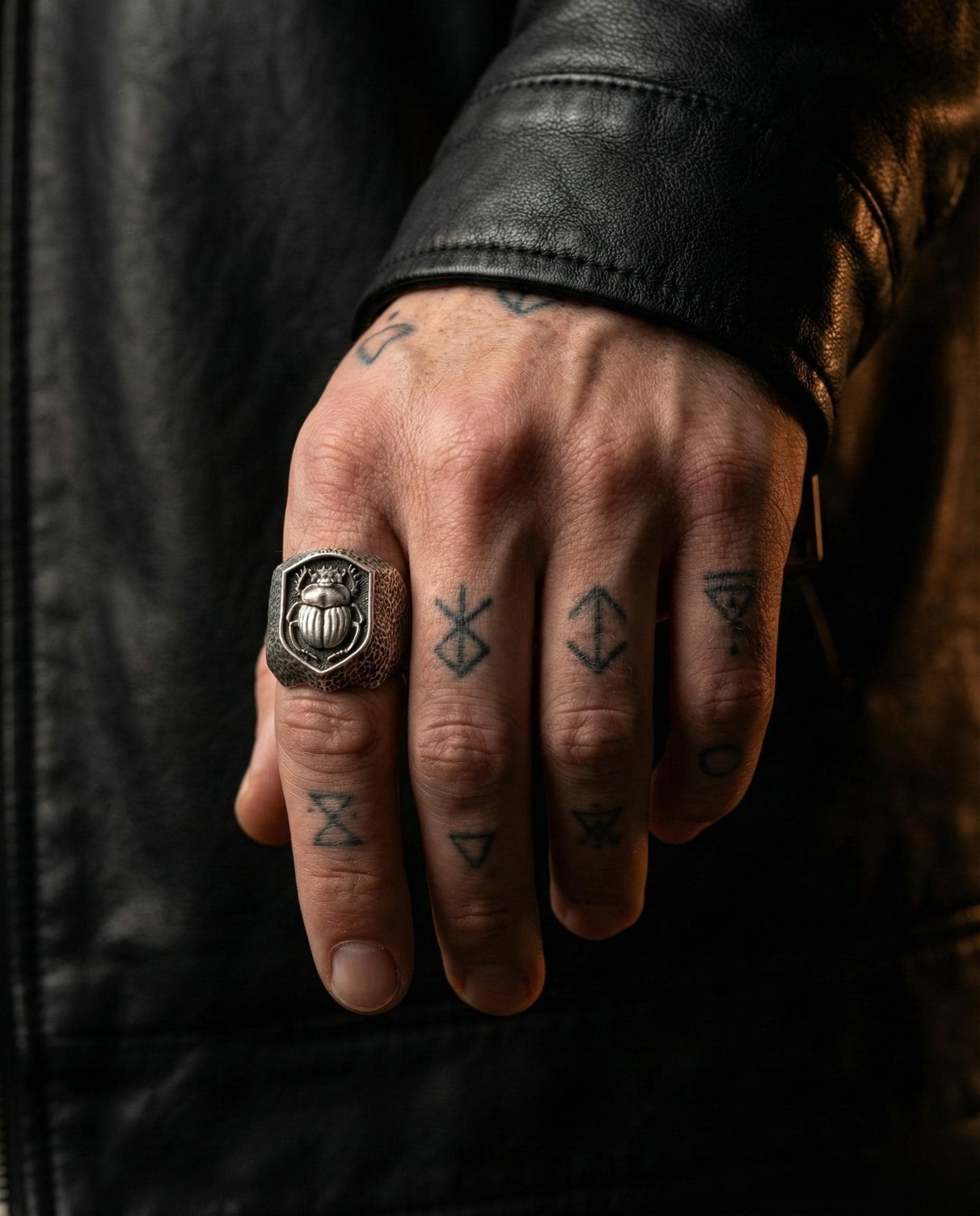 925 Gümüş Mısır Böceği Motifli Yüzük