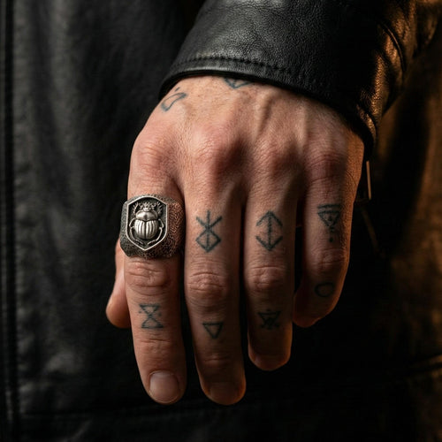 925 Gümüş Mısır Böceği Motifli Yüzük