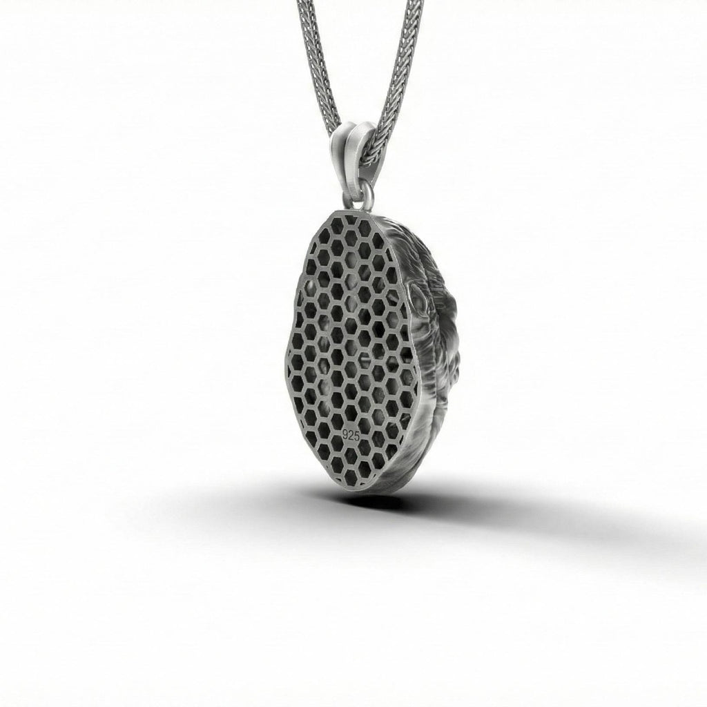 Oksitlenmiş Gümüş Goril Kafası Kolye