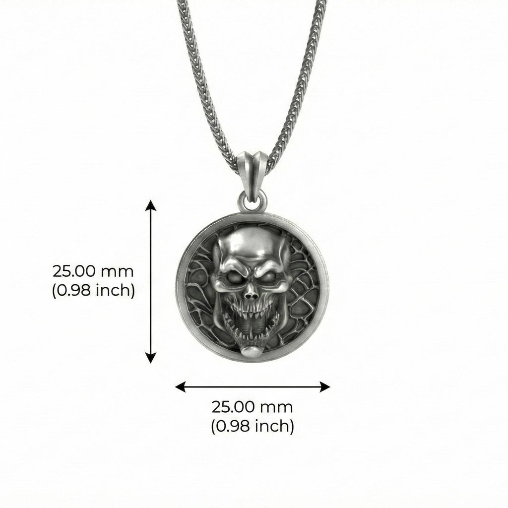Canavar Kafası Kolye Oksitlenmiş Gümüş Korku Temalı Takı