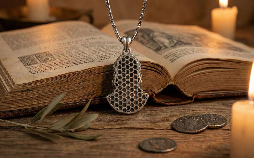 Antik Gümüş İsa Büstü Kolye Hristiyan Dini Madalyon Takı