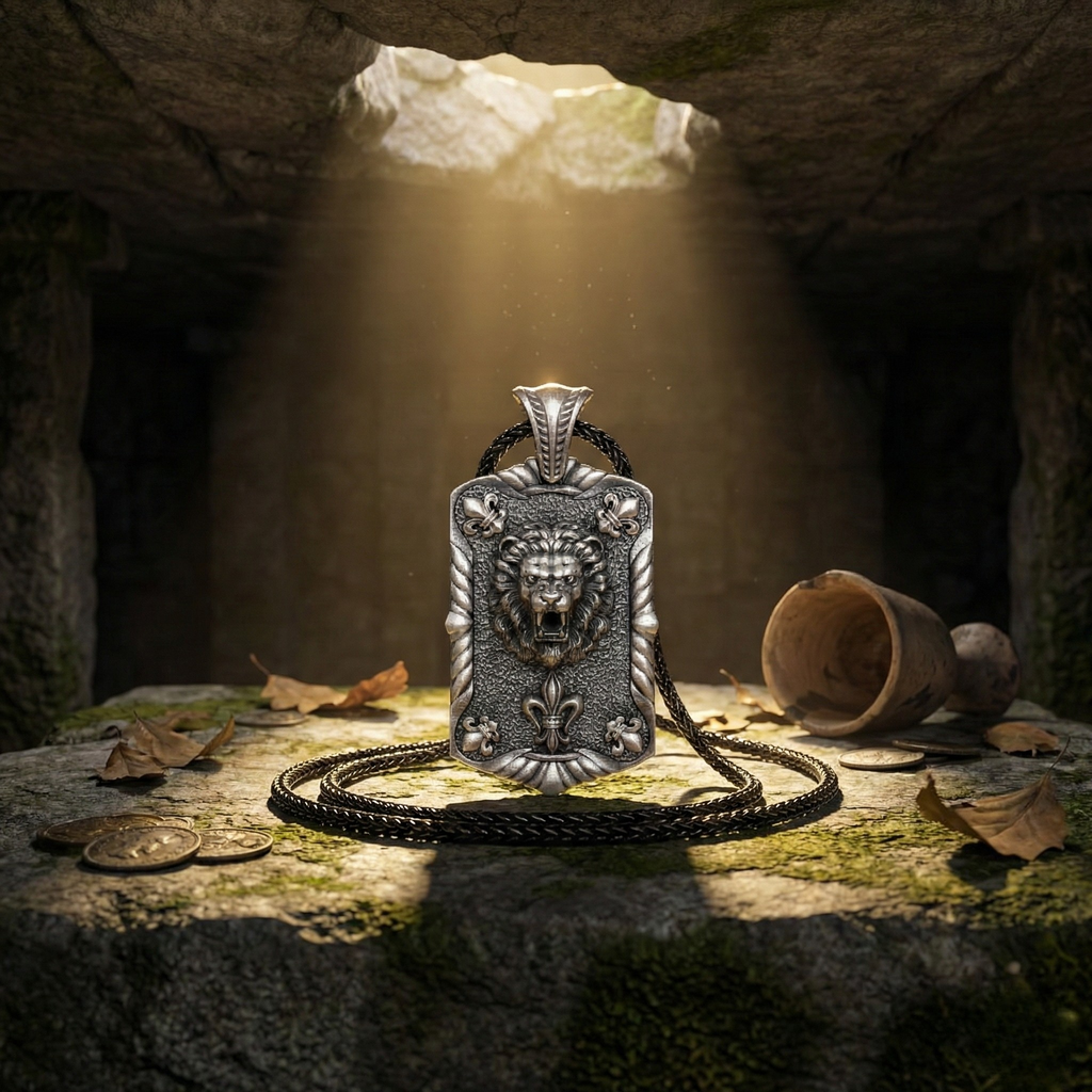 Aslan Kolye: El Yapımı Gotik Oksitli Gümüş Erkekler İçin