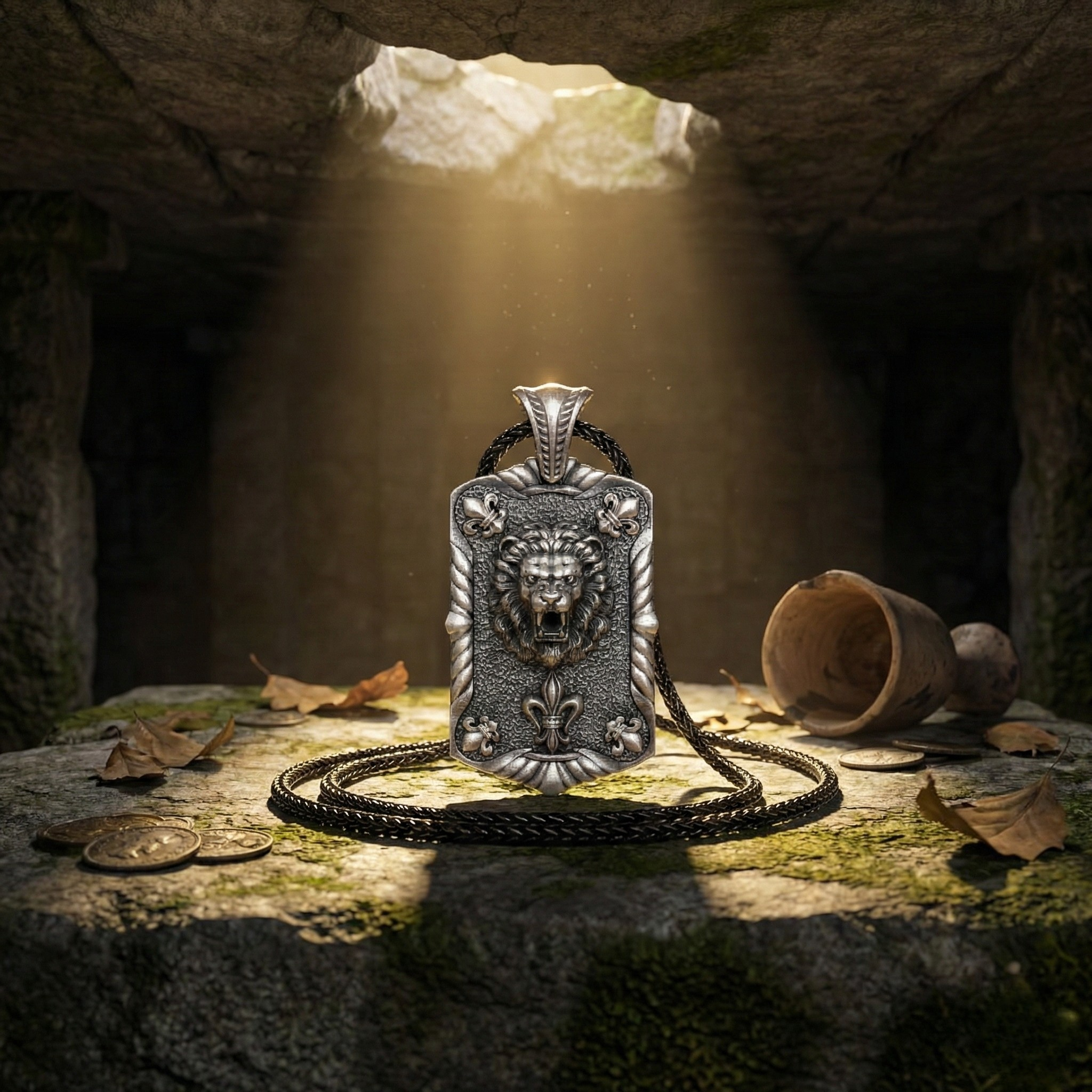 Aslan Kolye: El Yapımı Gotik Oksitli Gümüş Erkekler İçin