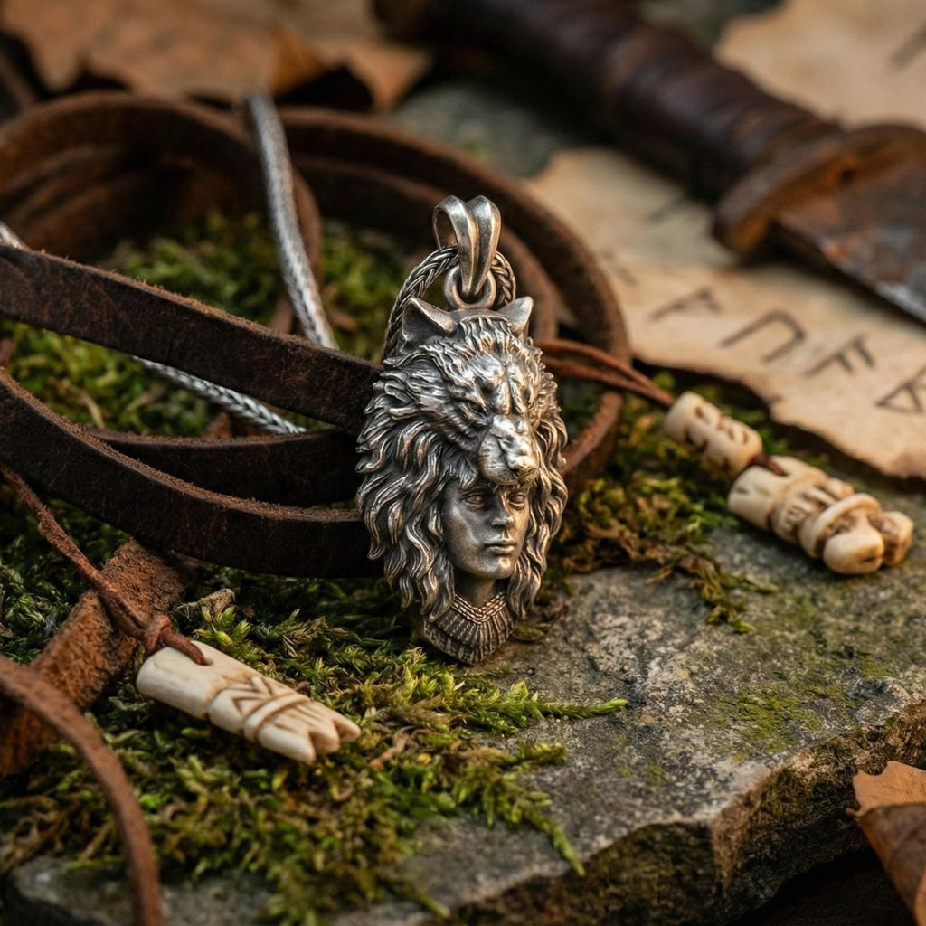 Ulfhednar Kurt Savaşçısı Kolye Ucu Oksitlenmiş Gümüş İskandinav Temalı Kolye