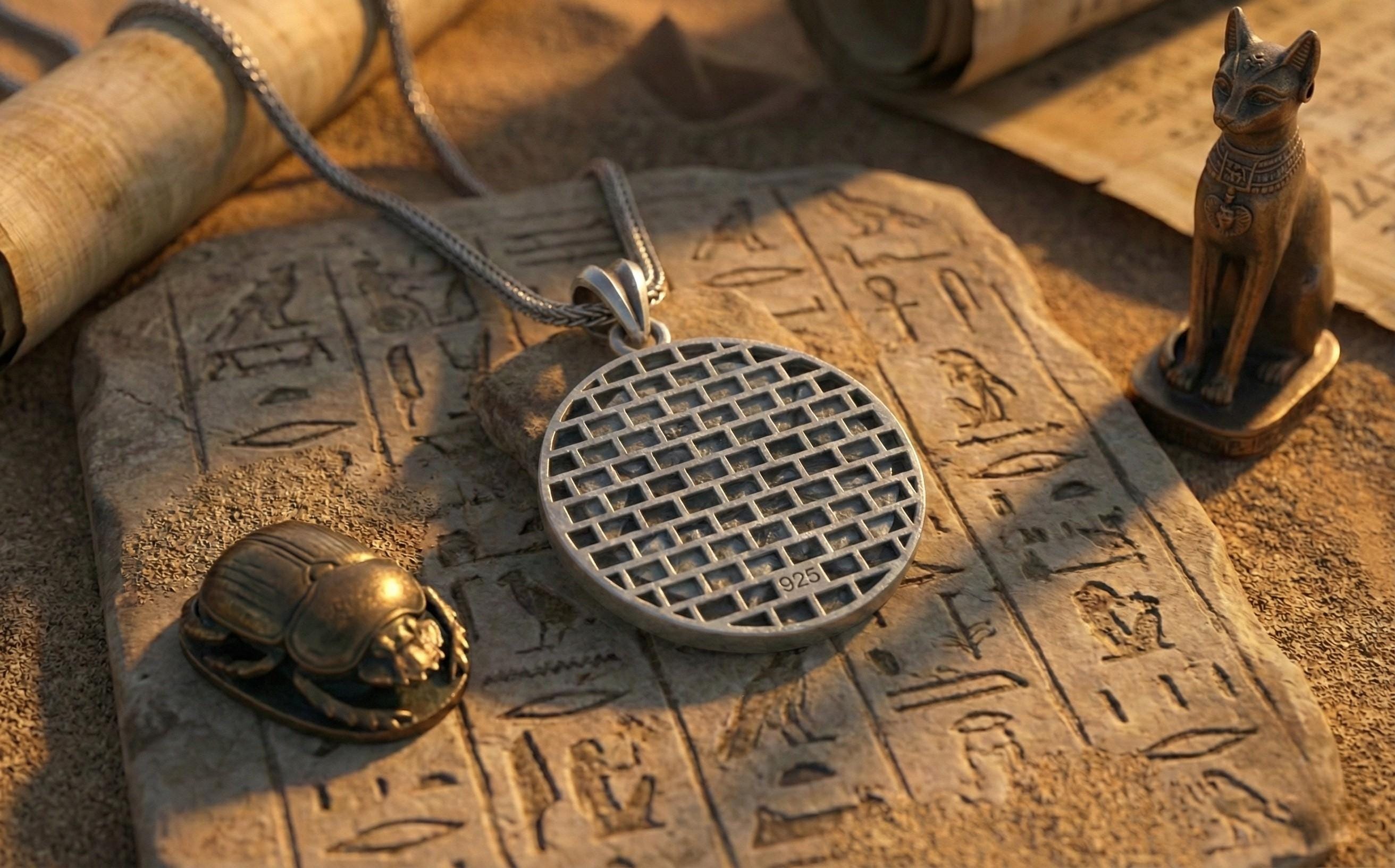 Antik Gümüş Anubis Ankh Horus'un Gözü Kolye Mısır Titolojisi Takı