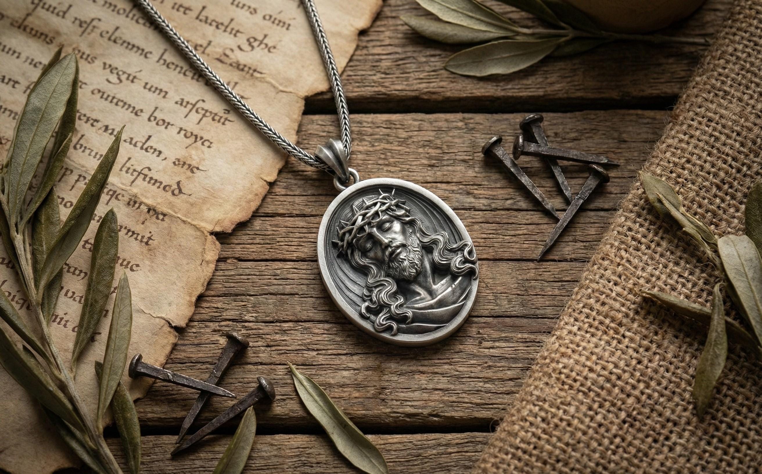 Gümüş İsa Mesih Madalyon Kolye Hristiyan Dini Takı