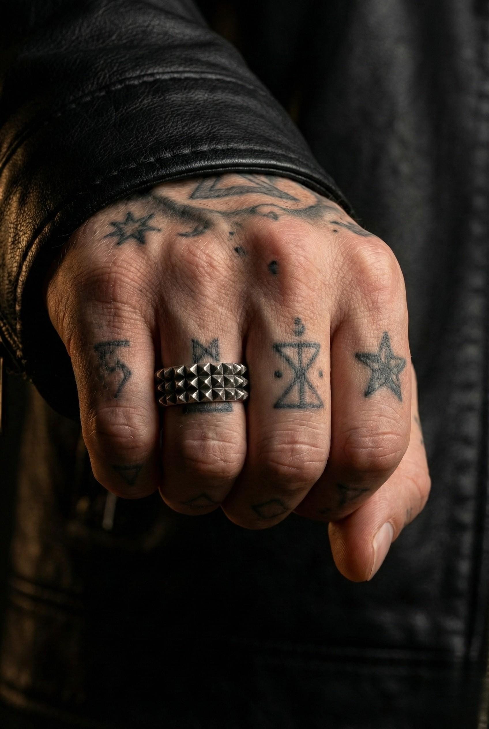 Oksitlenmiş Üçgen Dokuya Sahip Gümüş Piramit Şekilli Yüzük