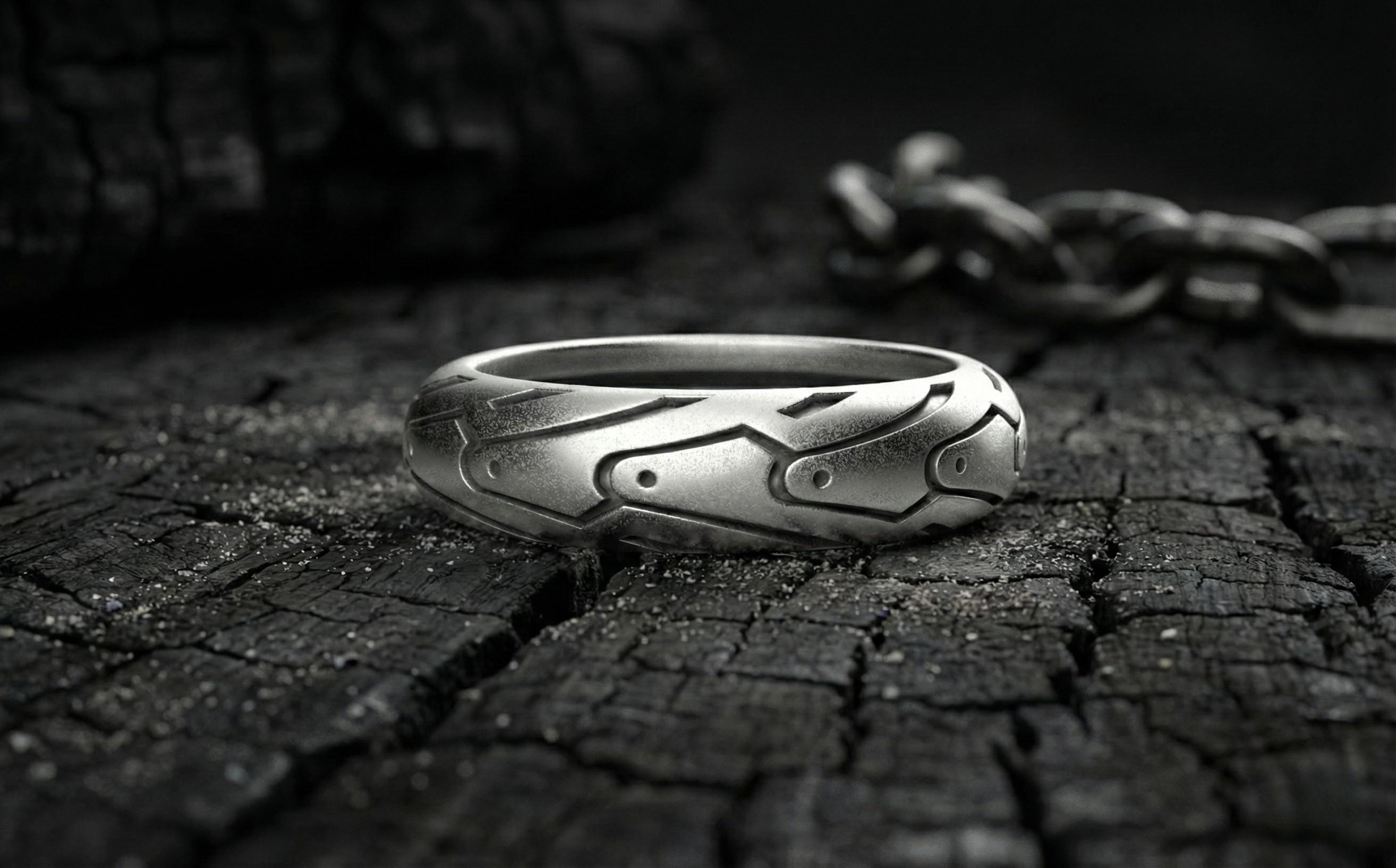 925 Ayar Gümüş Lastik Desenli Erkek Yüzüğü