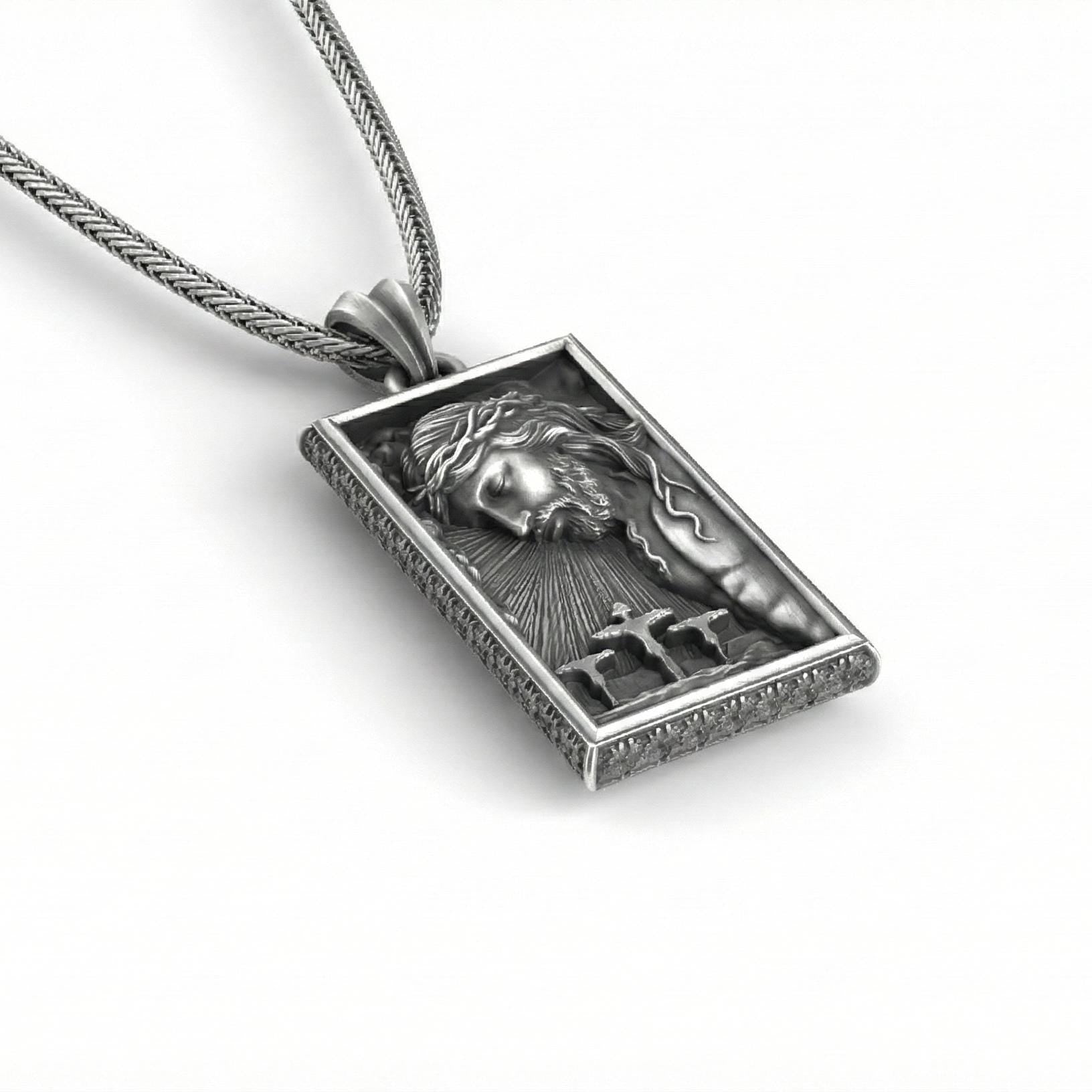 İsa Mesih Kolye Ucu, Oksitlenmiş Gümüş, Dini Takı