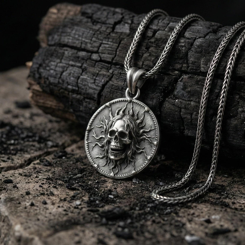 Gotik Kafatası Gümüş Korku Temalı Kolye