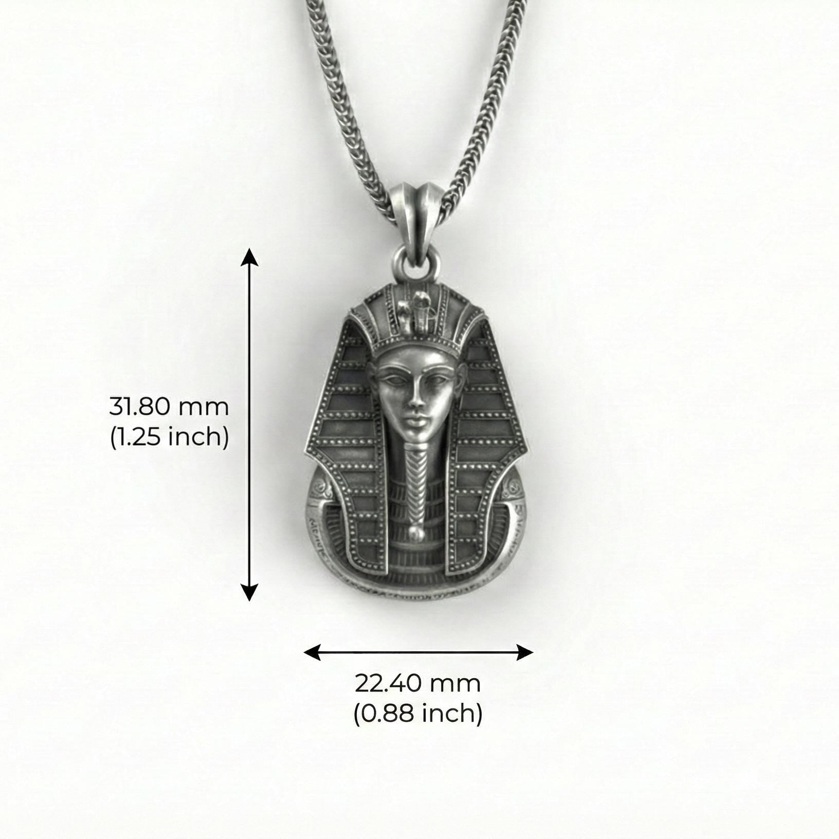 Mısır Firavunu Kolye Ucu, Oksitlenmiş Gümüş Antik Mısır Temalı Takı