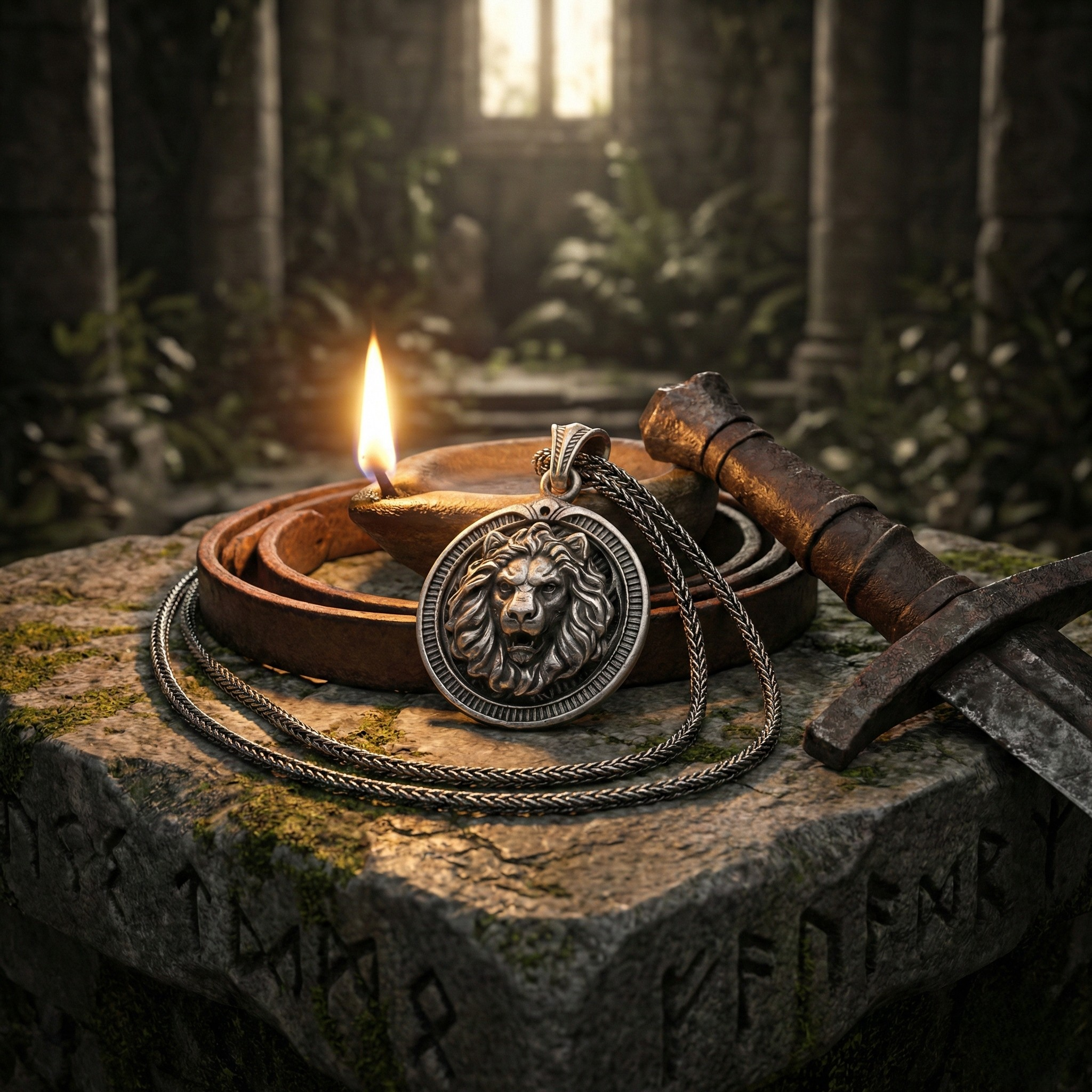 Aslan Kolye: Oksitli 925 Ayar Gümüş - Gotik Erkek Takısı