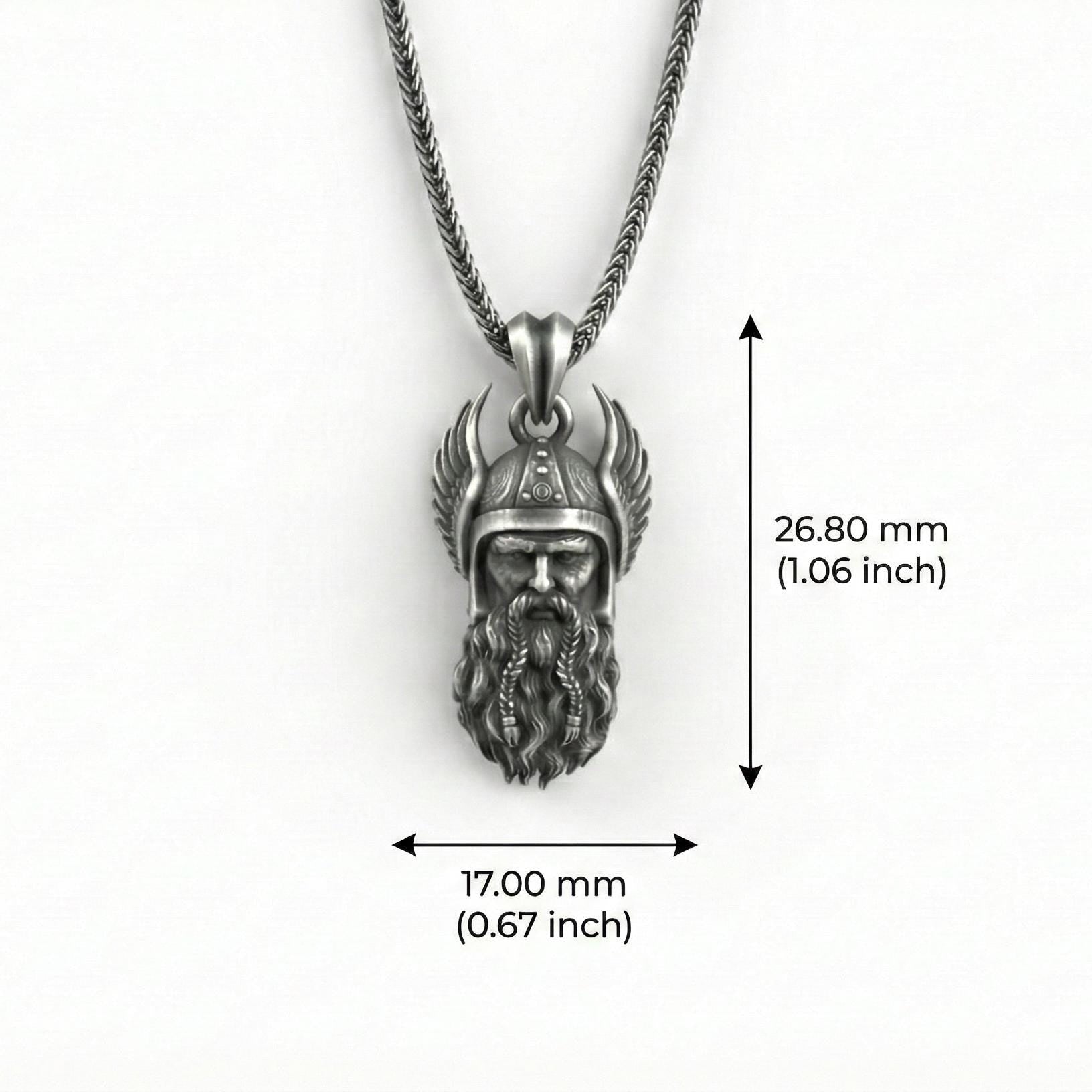 Viking Odin Kolye Ucu Oksitlenmiş Gümüş İskandinav Mitolojisi Temalı Takı
