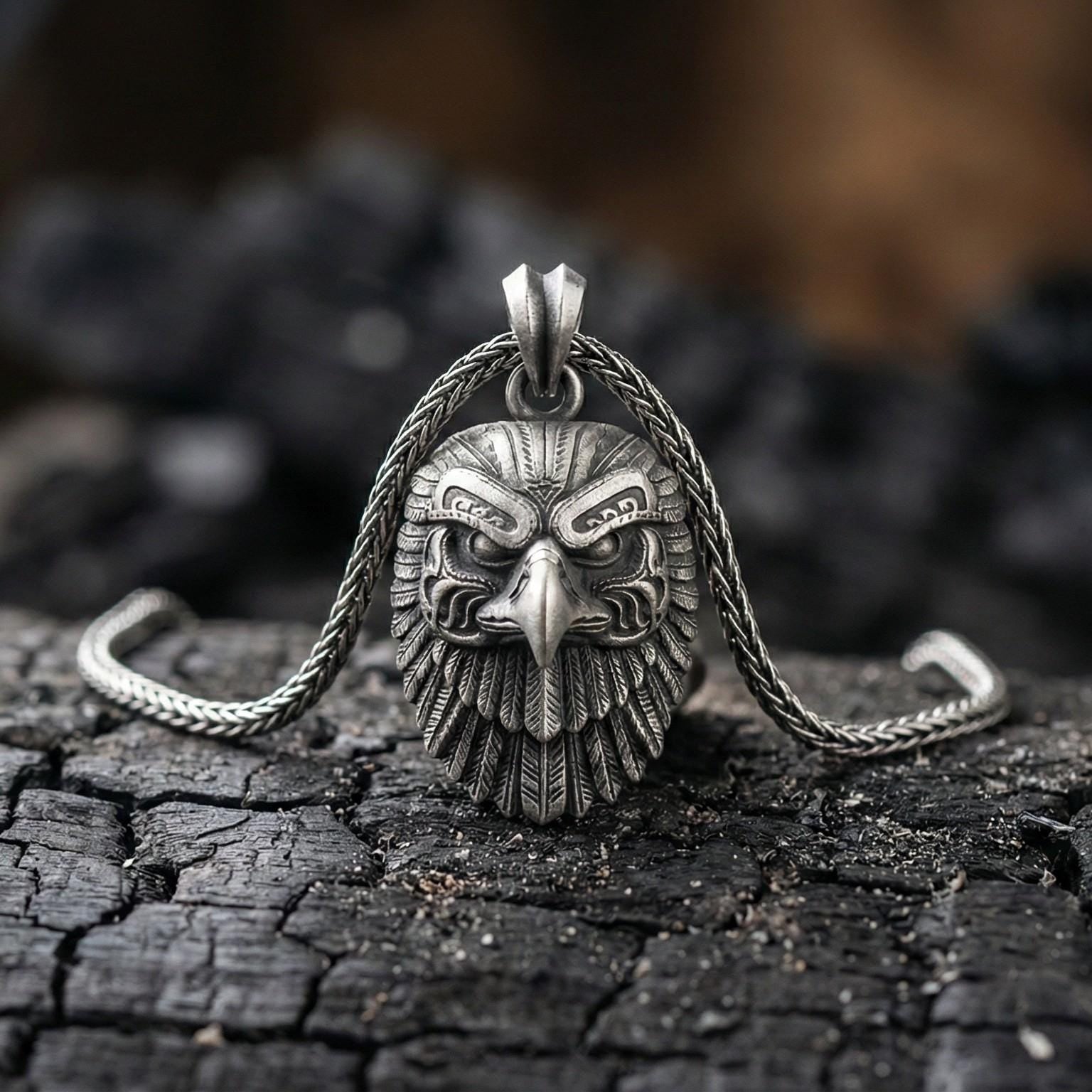 Gümüş Kartal Başlı Kolye Ucu