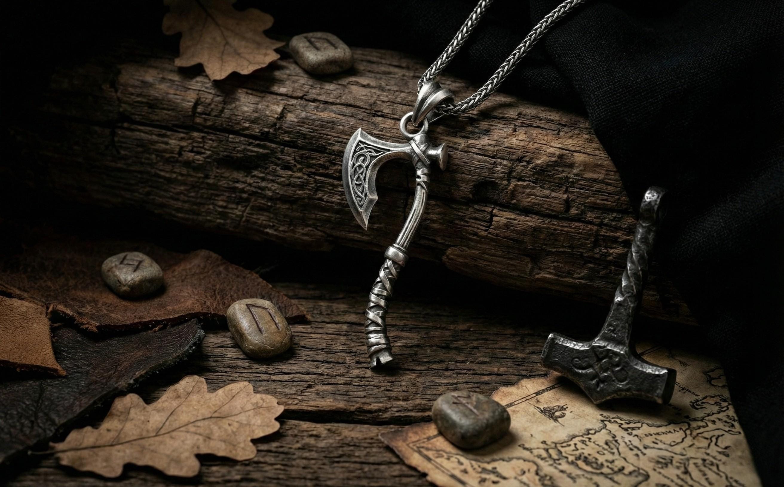 İskandinav Savaş Baltası Kolye Ucu Gümüş Viking Takısı