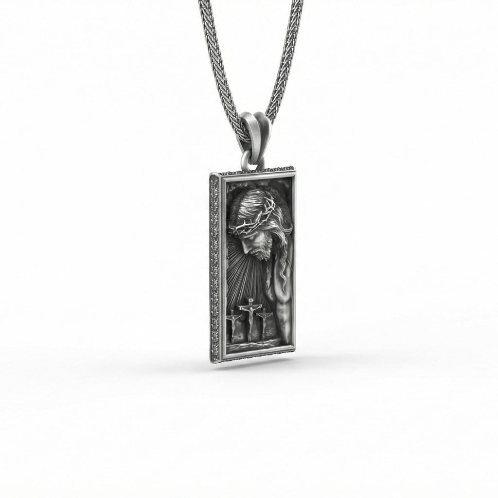 İsa Mesih Kolye Ucu, Oksitlenmiş Gümüş, Dini Takı