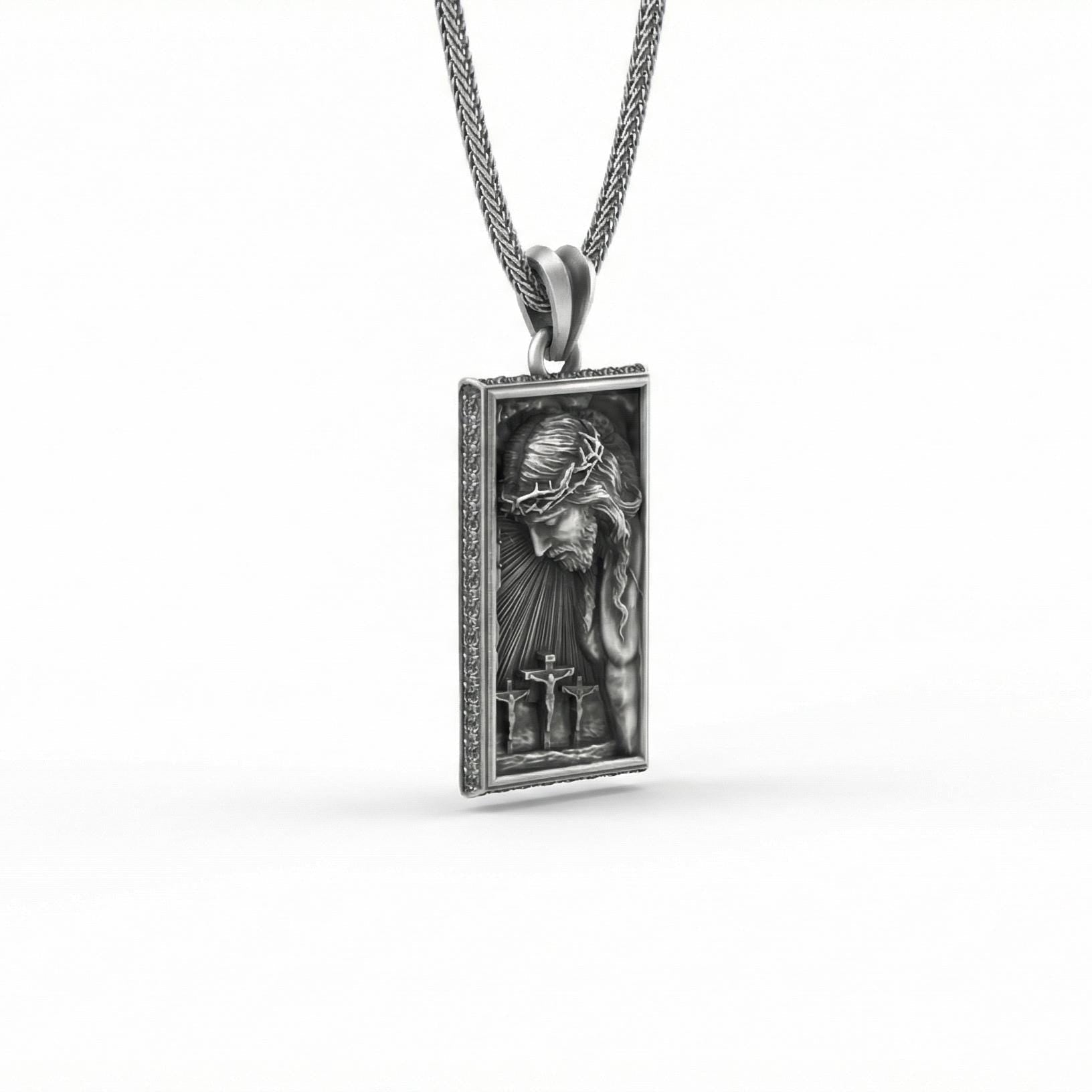 İsa Mesih Kolye Ucu, Oksitlenmiş Gümüş, Dini Takı