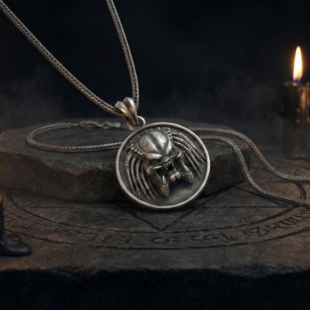 Uzaylı Canavar Kolye Oksitlenmiş Gümüş Korku Temalı Takı