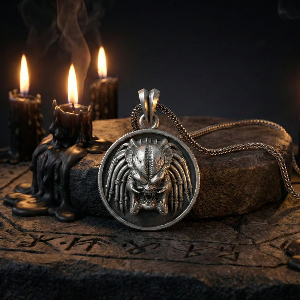 Uzaylı Canavar Kolye Oksitlenmiş Gümüş Korku Temalı Takı