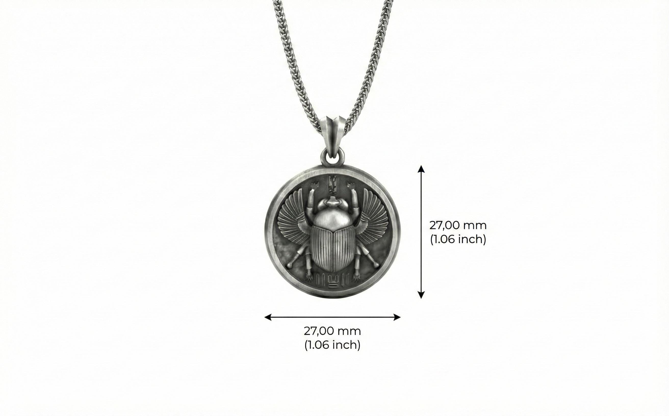 Mısır Böceği Gümüş Kolye Antik Mısır Temalı Takı