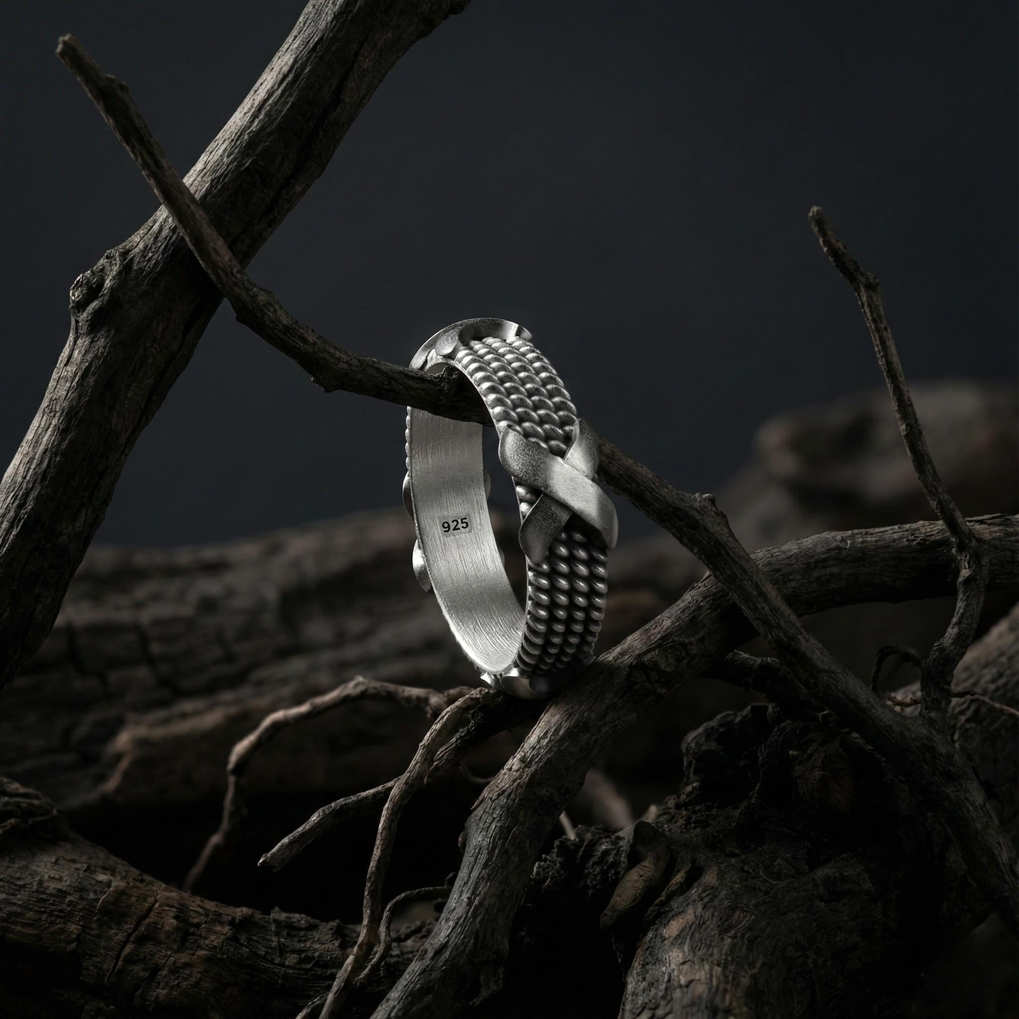 925 Ayar Gümüş Halat Yüzük – Erkekler ve Kadınlar için Alyans