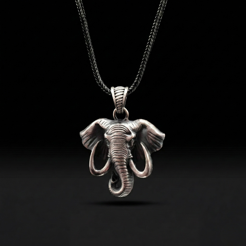 Fil Kolye Ucu: Oksitli Gümüş - El Yapımı Takı