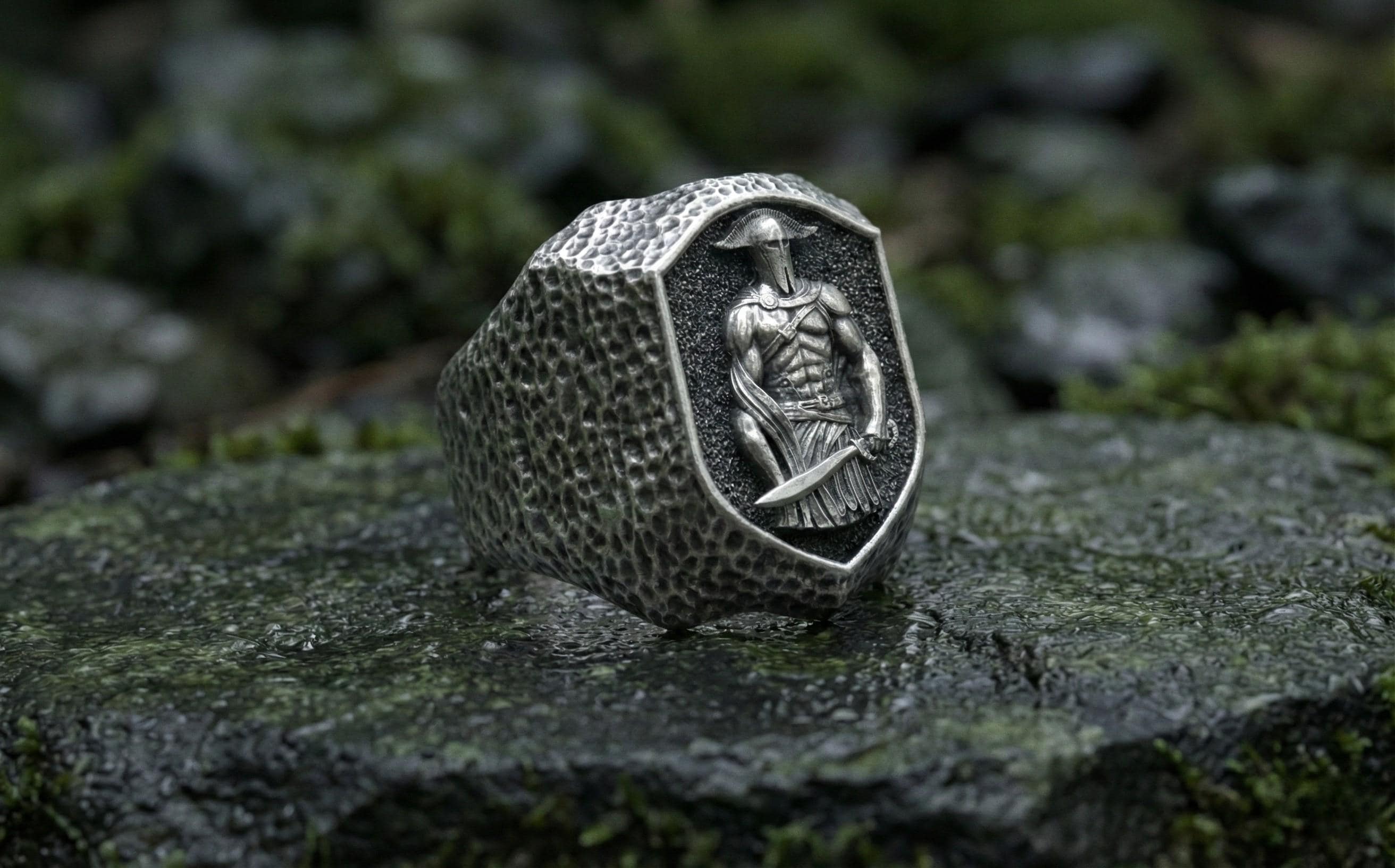 Gümüş Spartalı Savaşçı Yüzüğü – Gladyatör Mühür Yüzüğü
