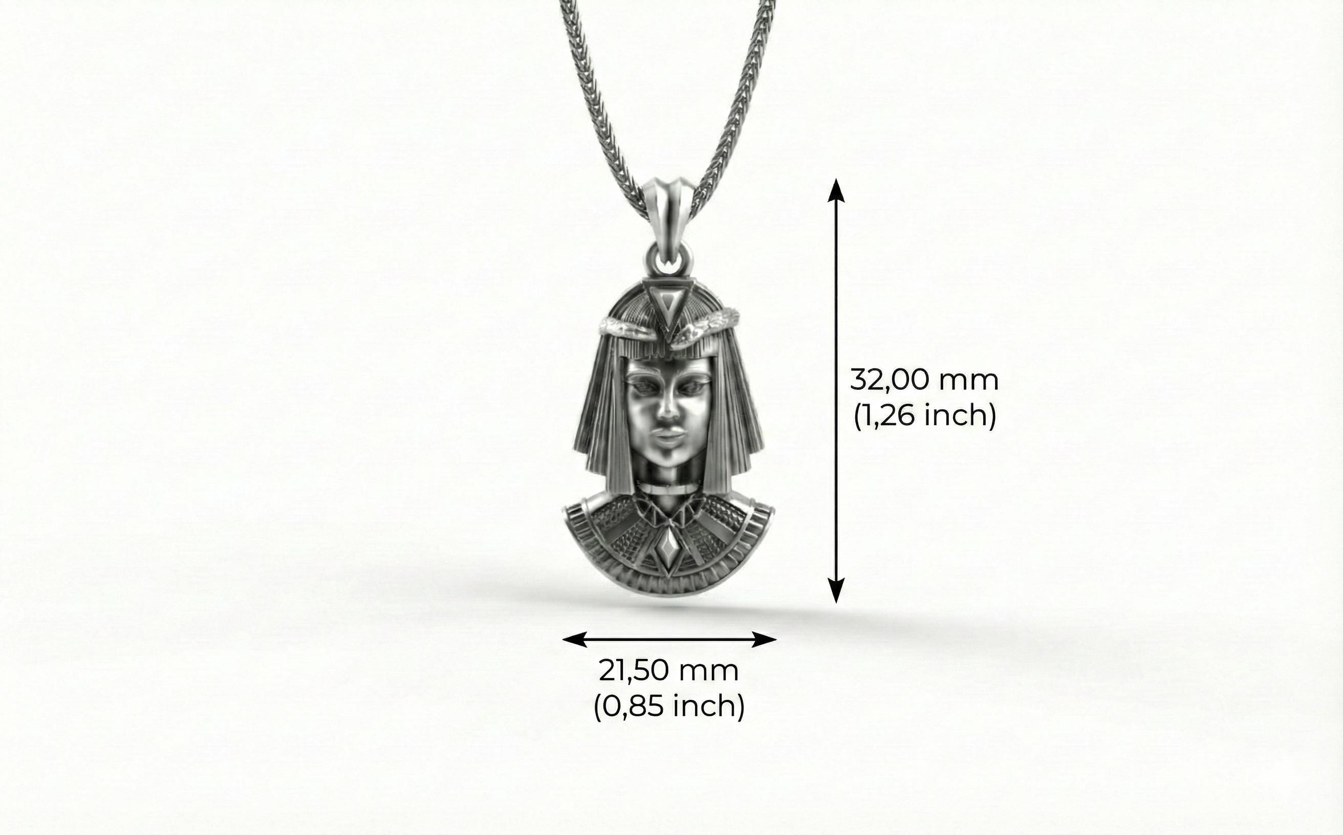 Kleopatra Kolye Gümüş Antik Mısır Kraliçesi Takısı