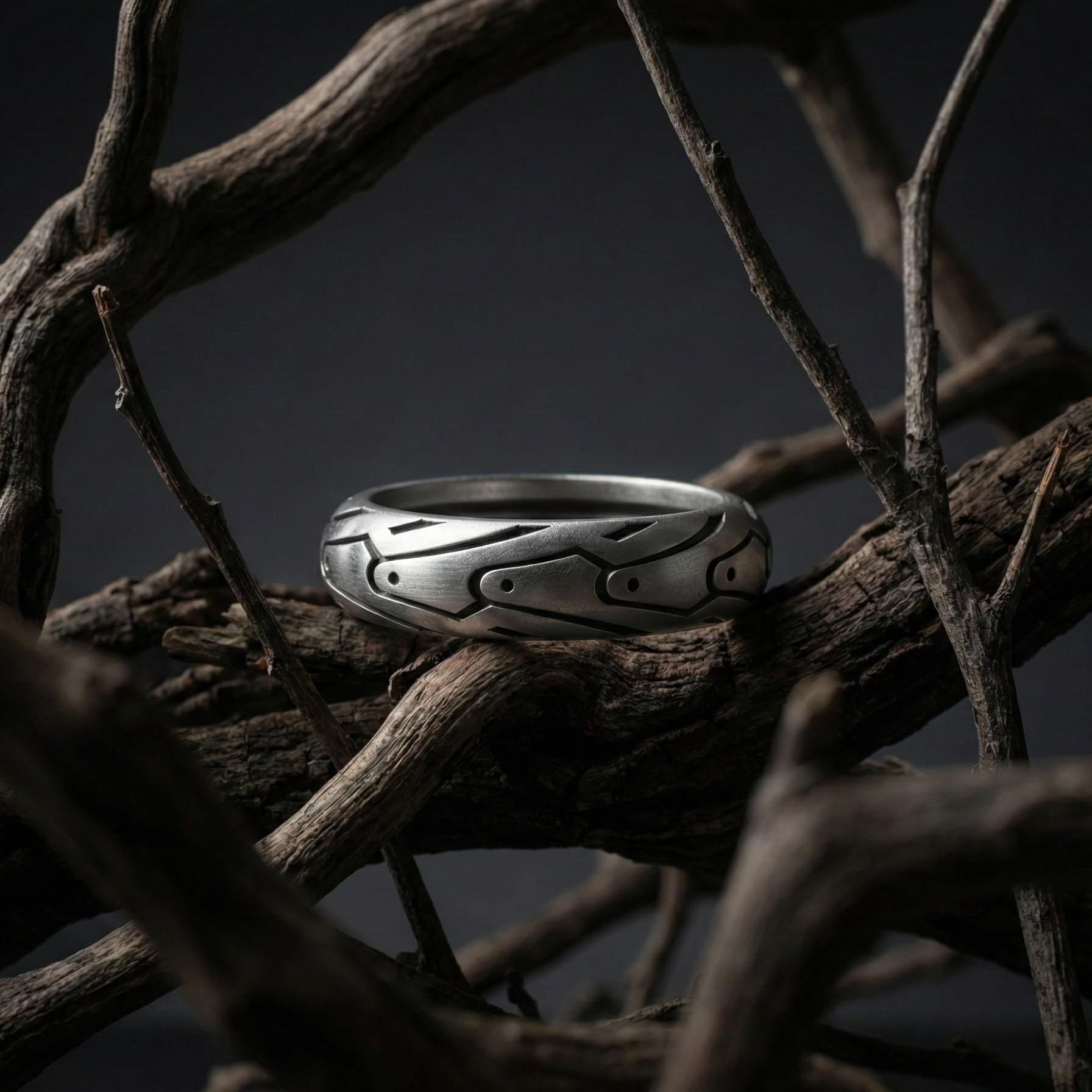 925 Ayar Gümüş Lastik Desenli Erkek Yüzüğü