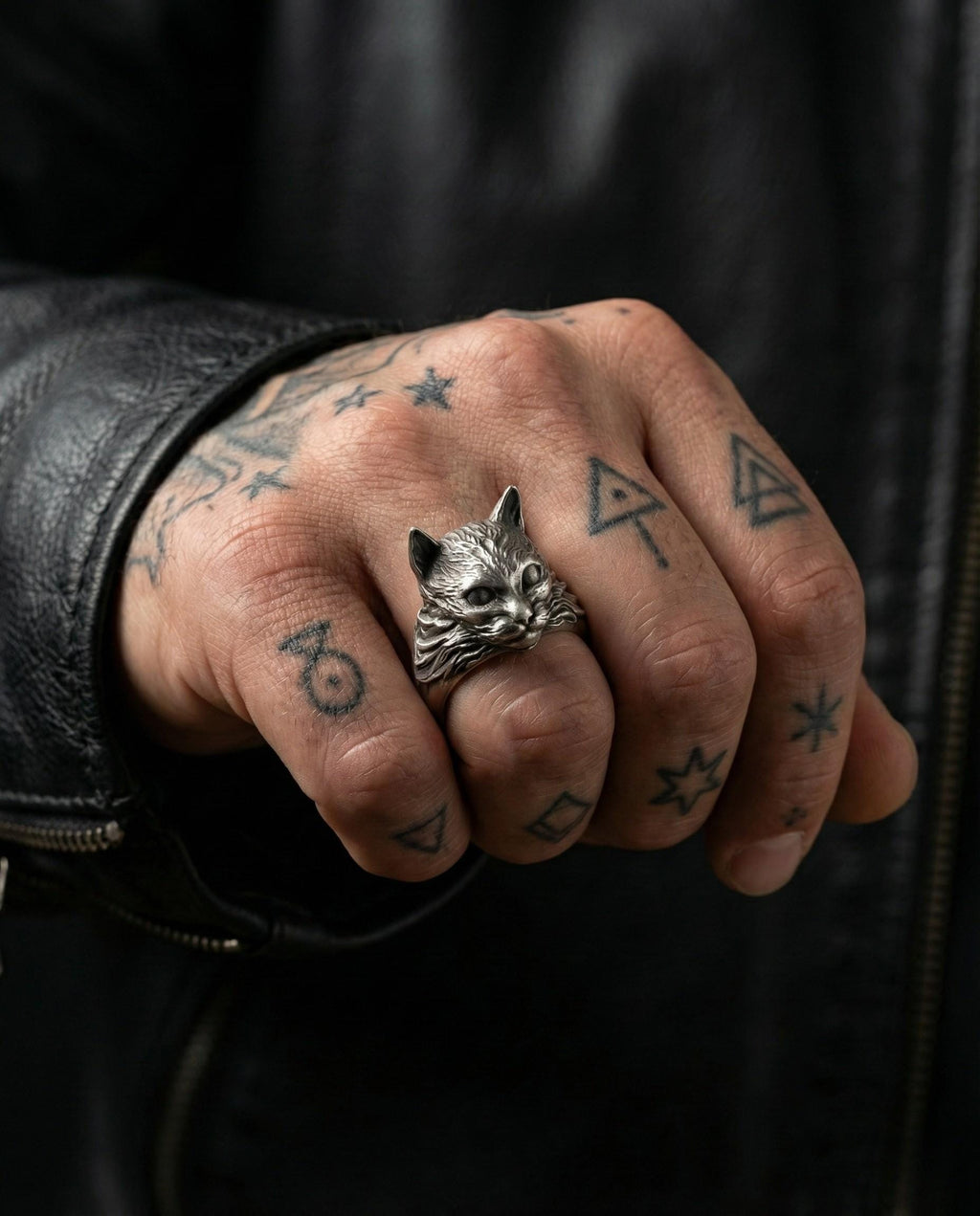 925 Ayar Gümüş Kedi Yüzük – 3 Boyutlu Kedi Başı Yüzüğü