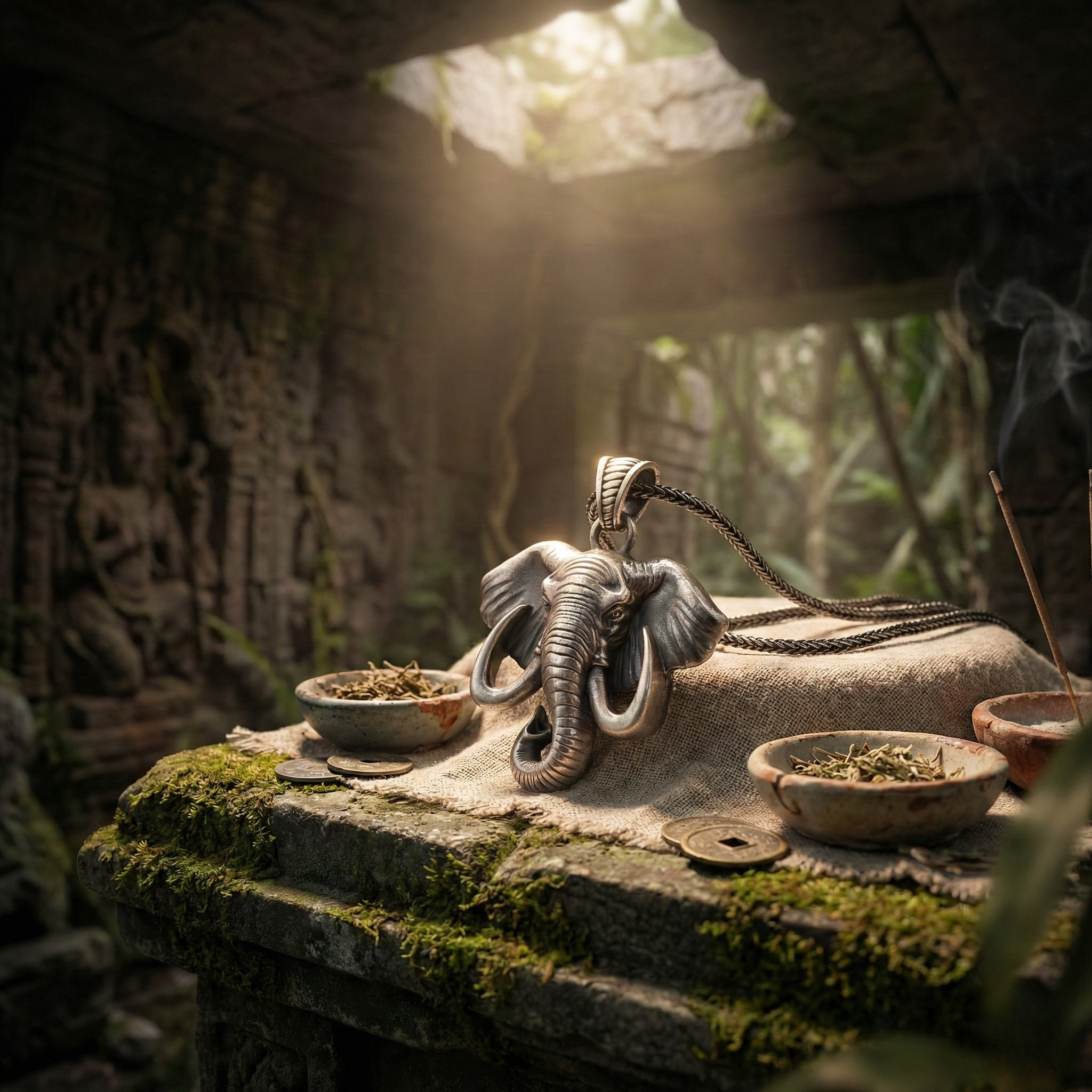 Fil Kolye Ucu: Oksitli Gümüş - El Yapımı Takı