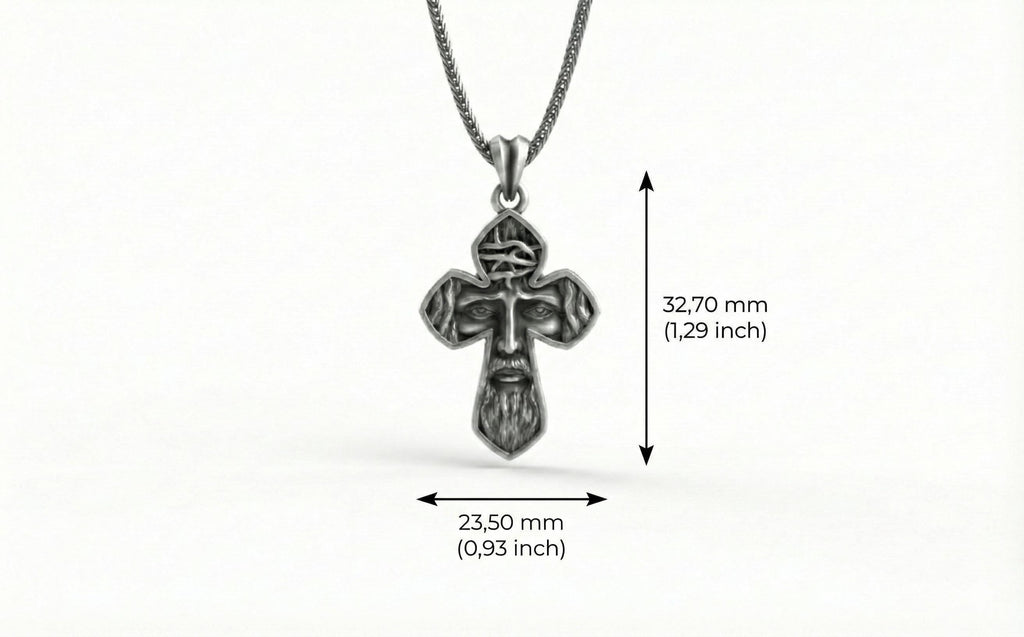 Gümüş İsa Yüzü Haç Kolye Ucu Hristiyan İnanç Takısı