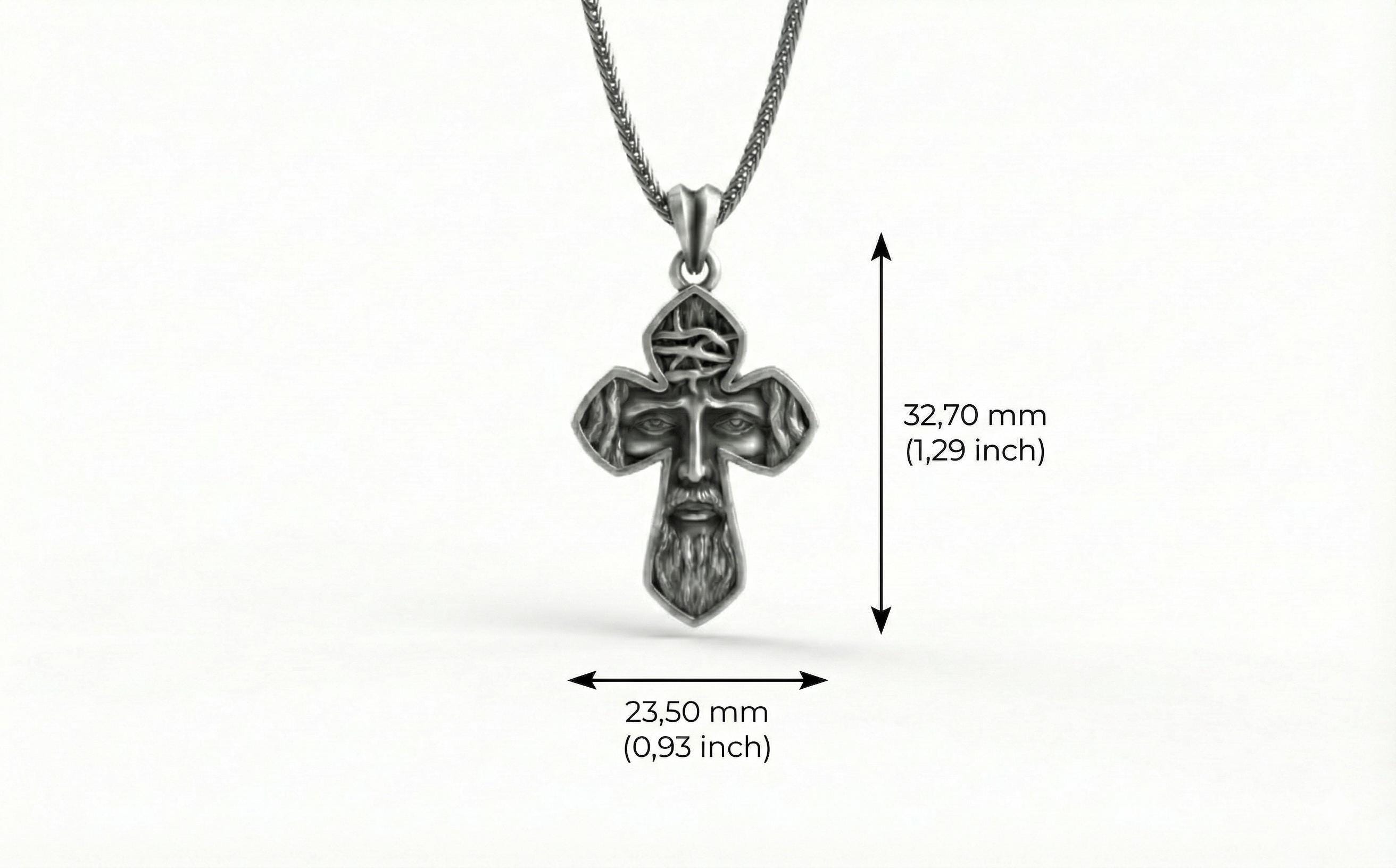 Gümüş İsa Yüzü Haç Kolye Ucu Hristiyan İnanç Takısı