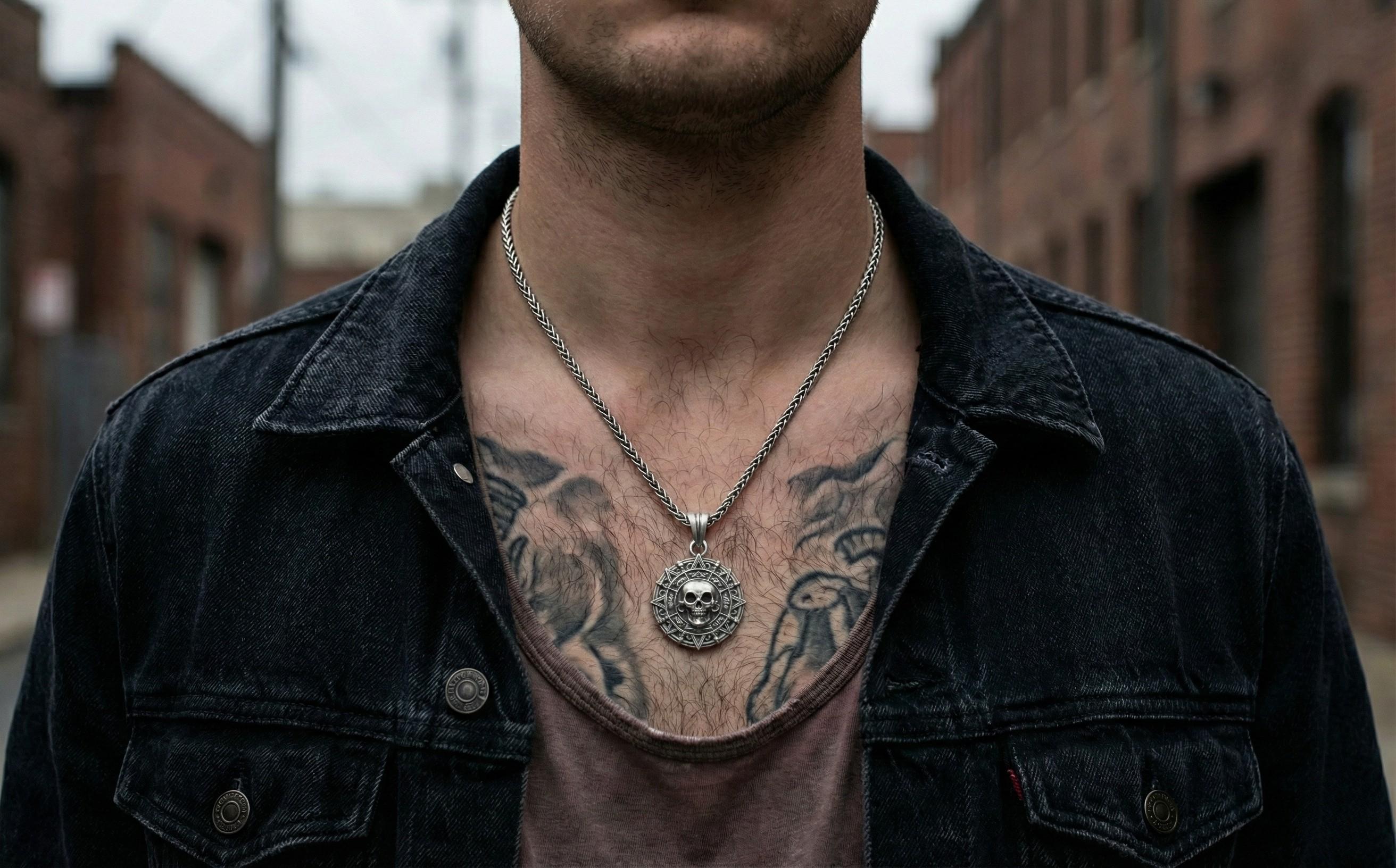 Gotik Kafatası Kolye Ucu Gümüş Gizemli Madalyon