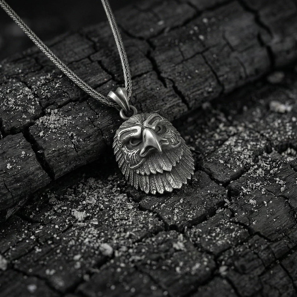 Gümüş Kartal Başlı Kolye Ucu