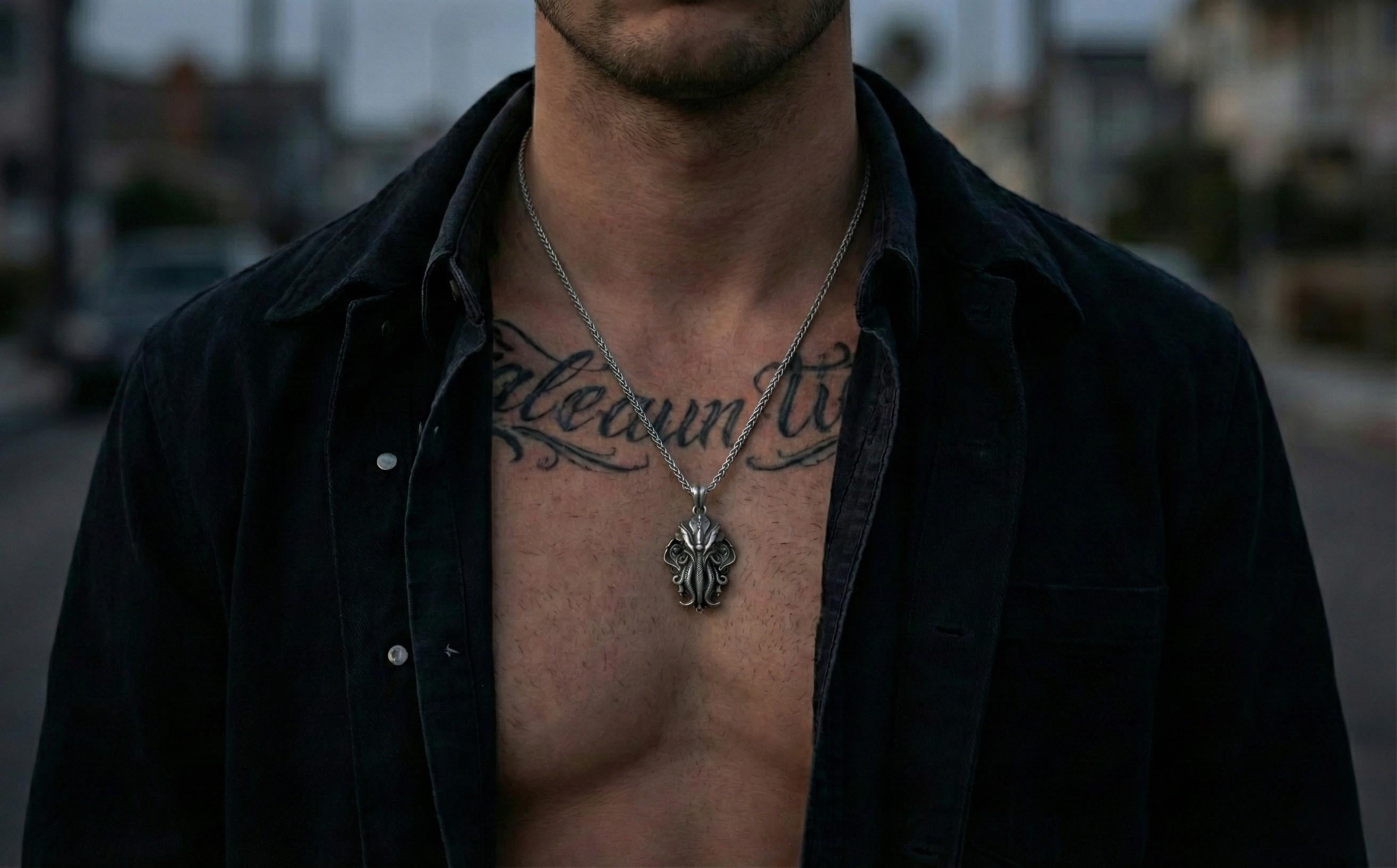 Cthulhu Ahtapot Kolye Ucu Gümüş Lovecraft Mitolojisi Takı