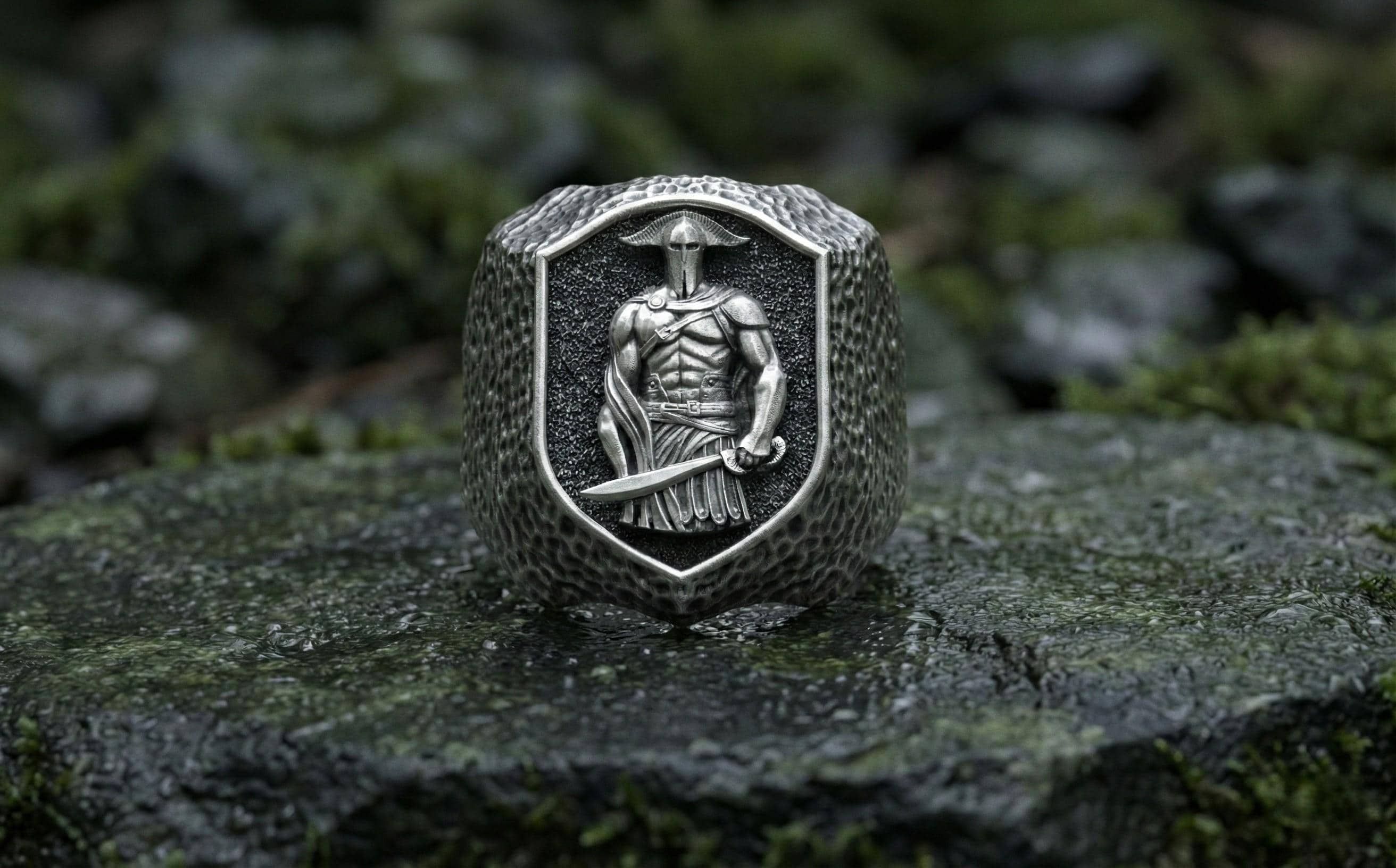 Gümüş Spartalı Savaşçı Yüzüğü – Gladyatör Mühür Yüzüğü