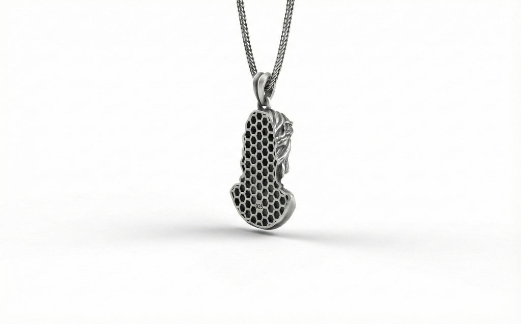 Antik Gümüş İsa Büstü Kolye Hristiyan Dini Madalyon Takı