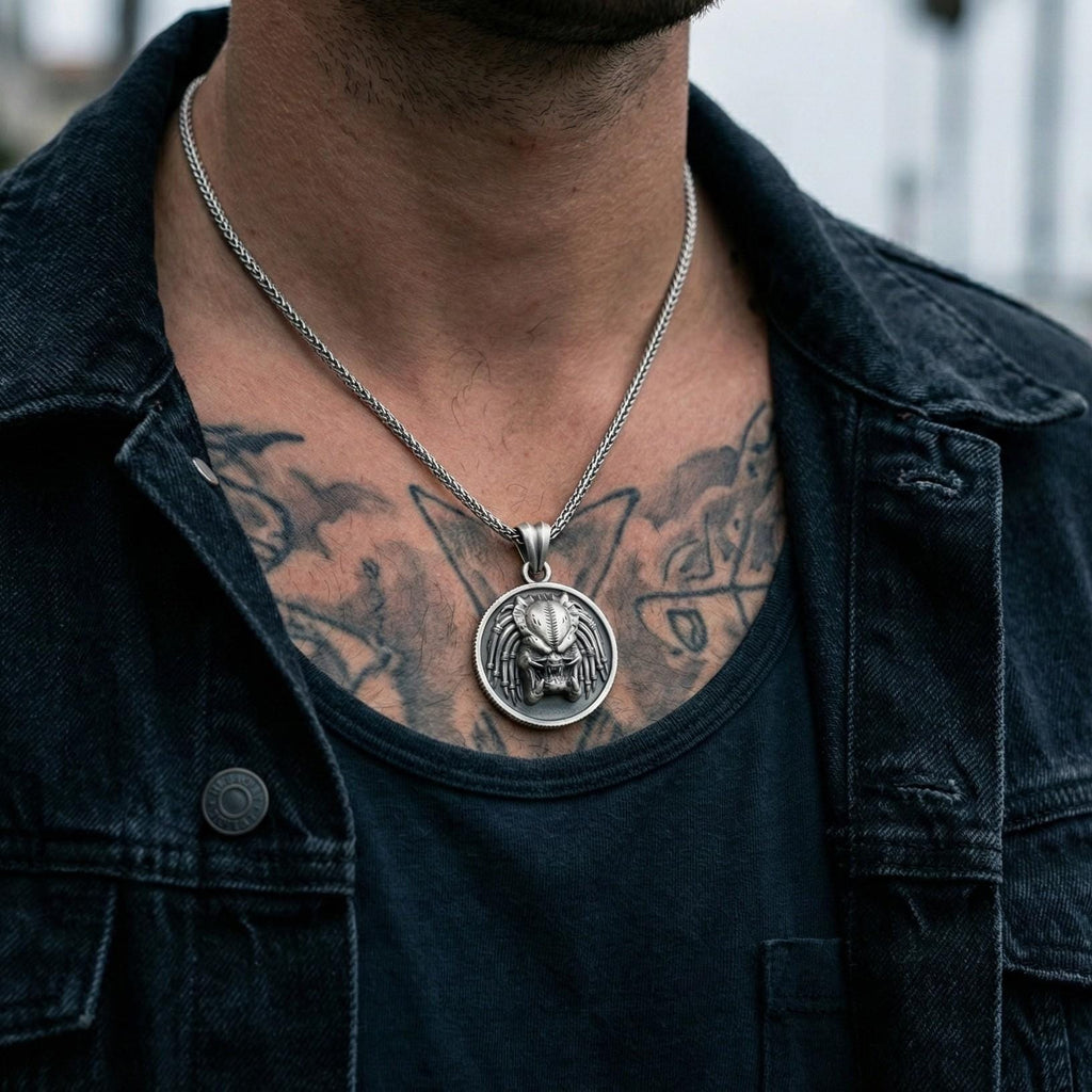 Uzaylı Canavar Kolye Oksitlenmiş Gümüş Korku Temalı Takı