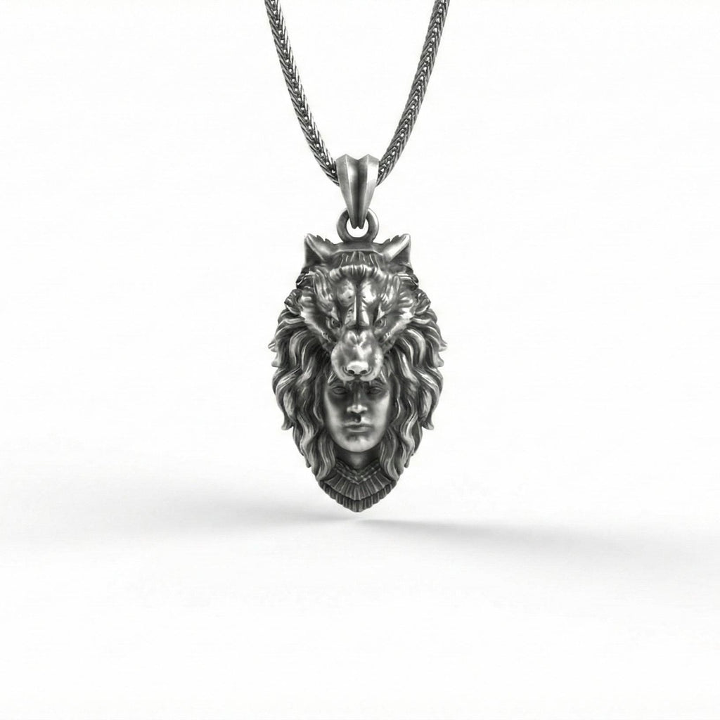 Ulfhednar Kurt Savaşçısı Kolye Ucu Oksitlenmiş Gümüş İskandinav Temalı Kolye