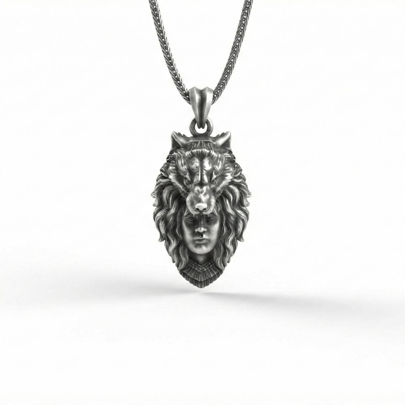 Ulfhednar Kurt Savaşçısı Kolye Ucu Oksitlenmiş Gümüş İskandinav Temalı Kolye