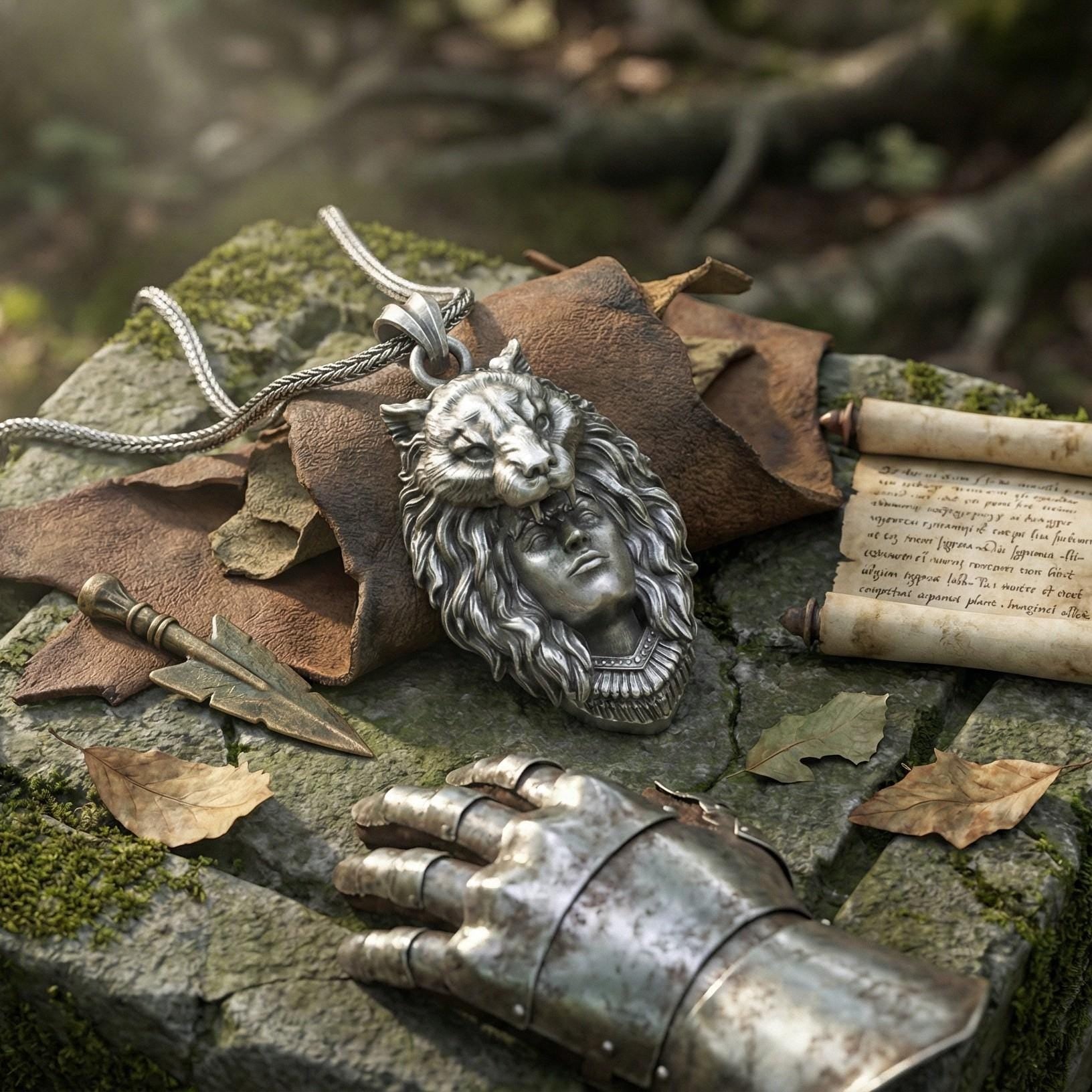 Ulfhednar Kurt Savaşçısı Kolye Ucu Oksitlenmiş Gümüş İskandinav Temalı Kolye