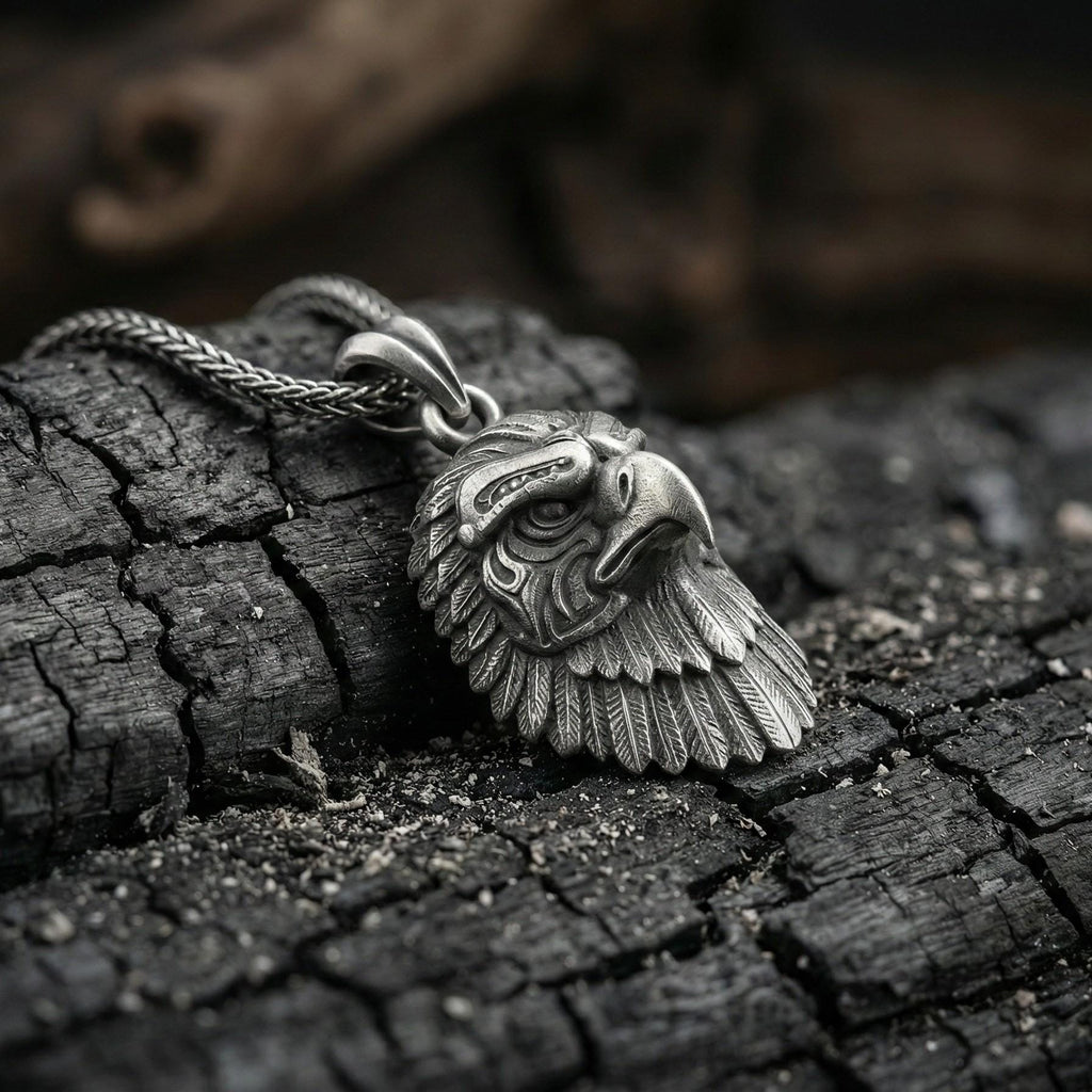 Gümüş Kartal Başlı Kolye Ucu