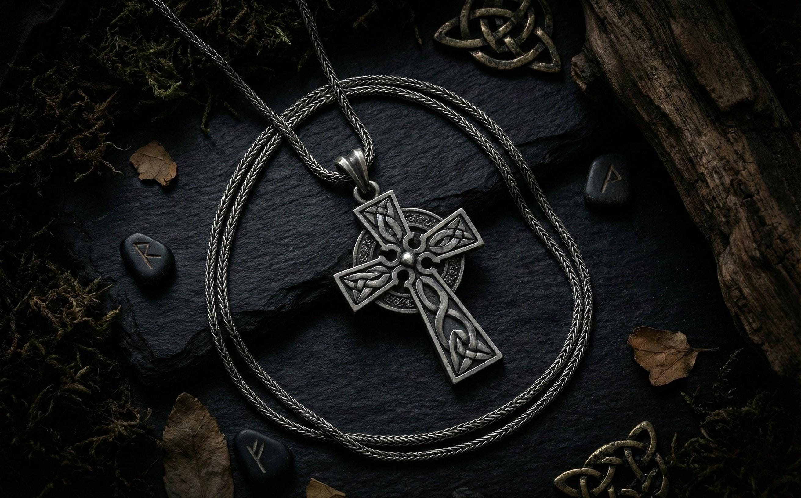 Antik Gümüş Hristiyan Haçı Kolye Ucu