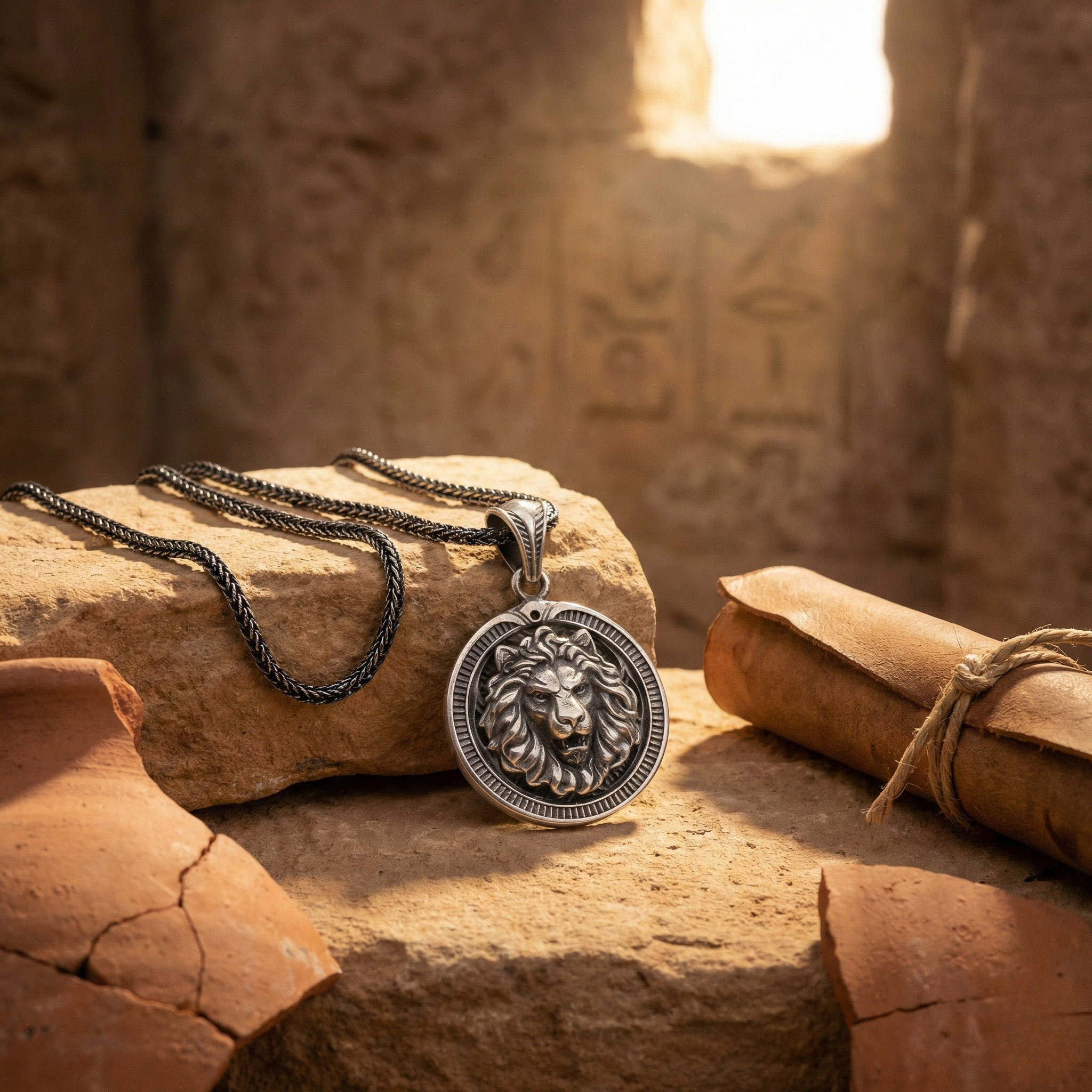 Aslan Kolye: Oksitli 925 Ayar Gümüş - Gotik Erkek Takısı