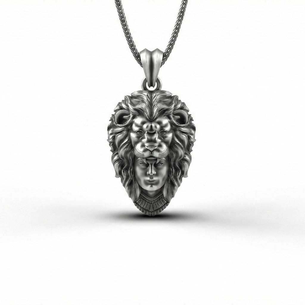 Aslan Başı Takan Avcı Kolye Ucu, Oksitlenmiş Gümüş Takı